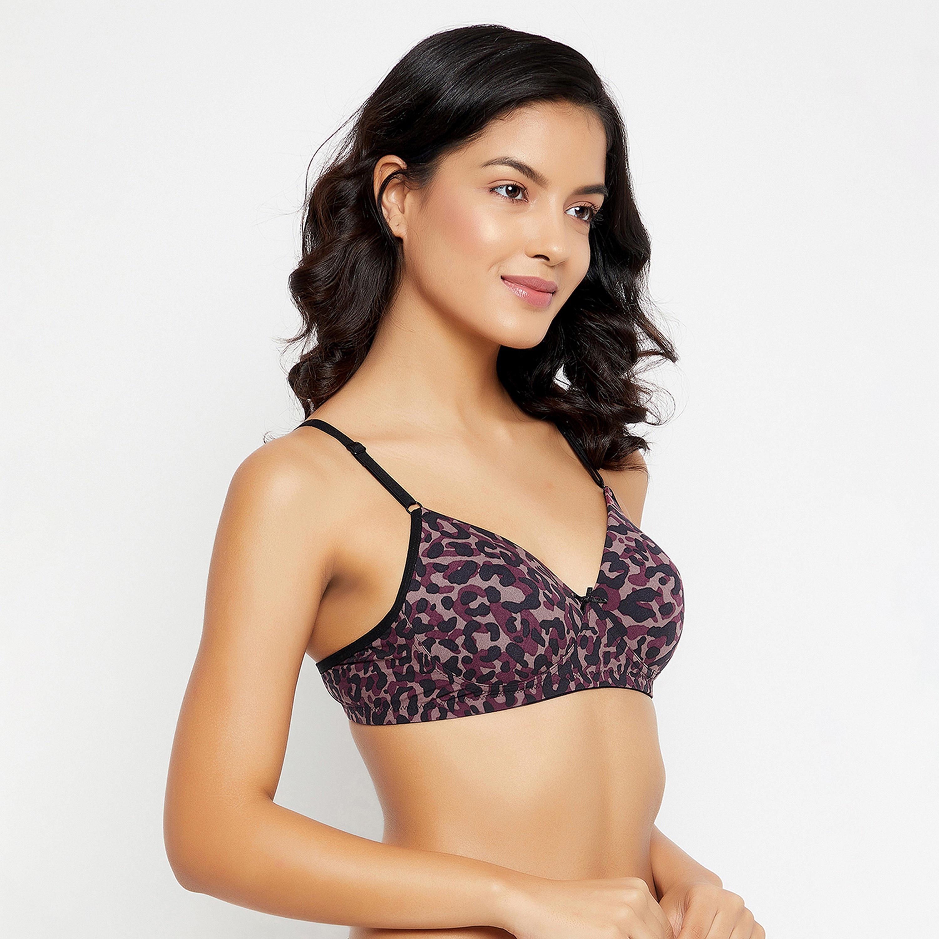Clovia Padded Non-Wired Full Cup Animal Print Women's Bra in Dark Purple-women-clothing-lingerie-bras-image-3