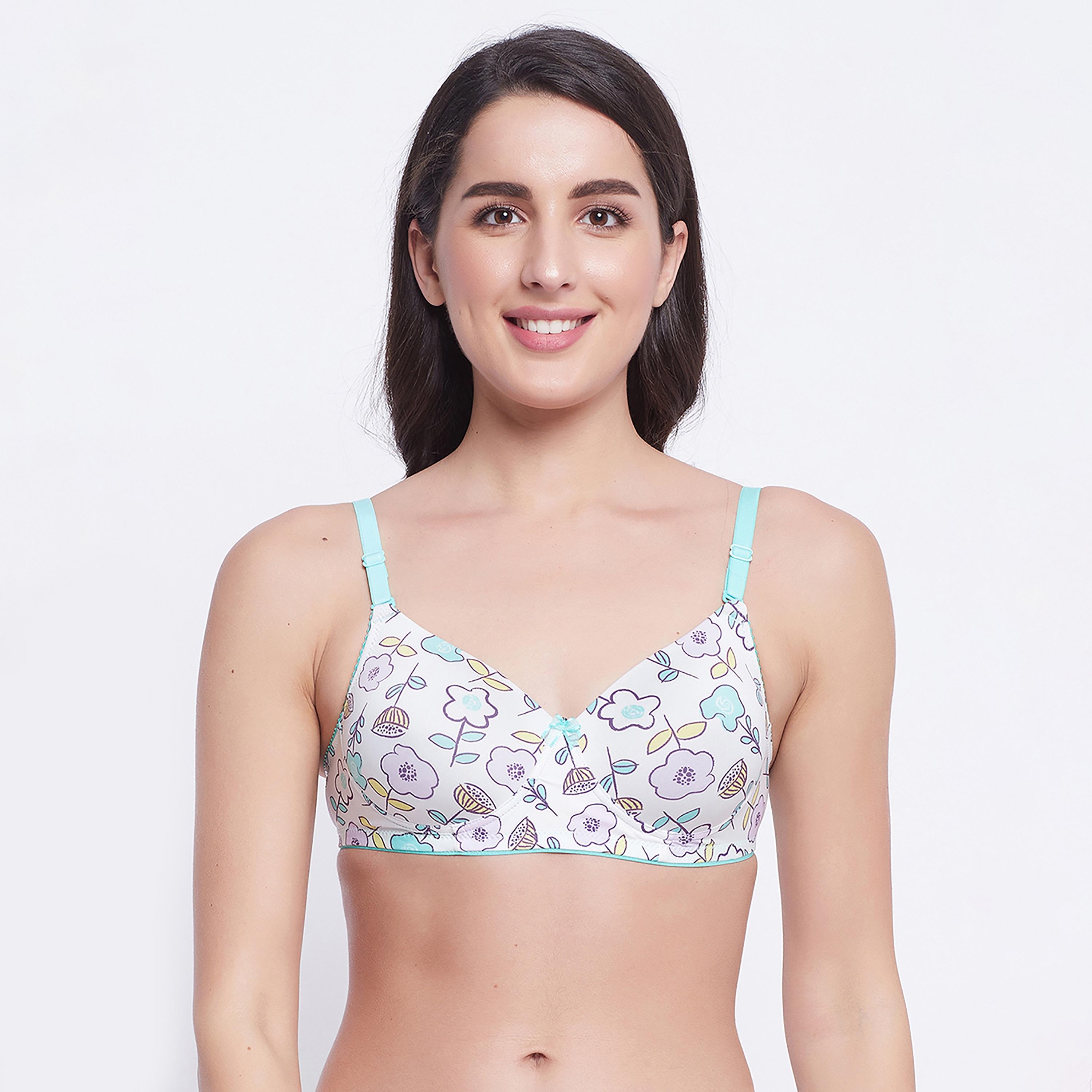 Clovia Padded Non-Wired Full Cup Floral Print Women's Multiway T-shirt Bra in White-women-clothing-lingerie-bras-image-1