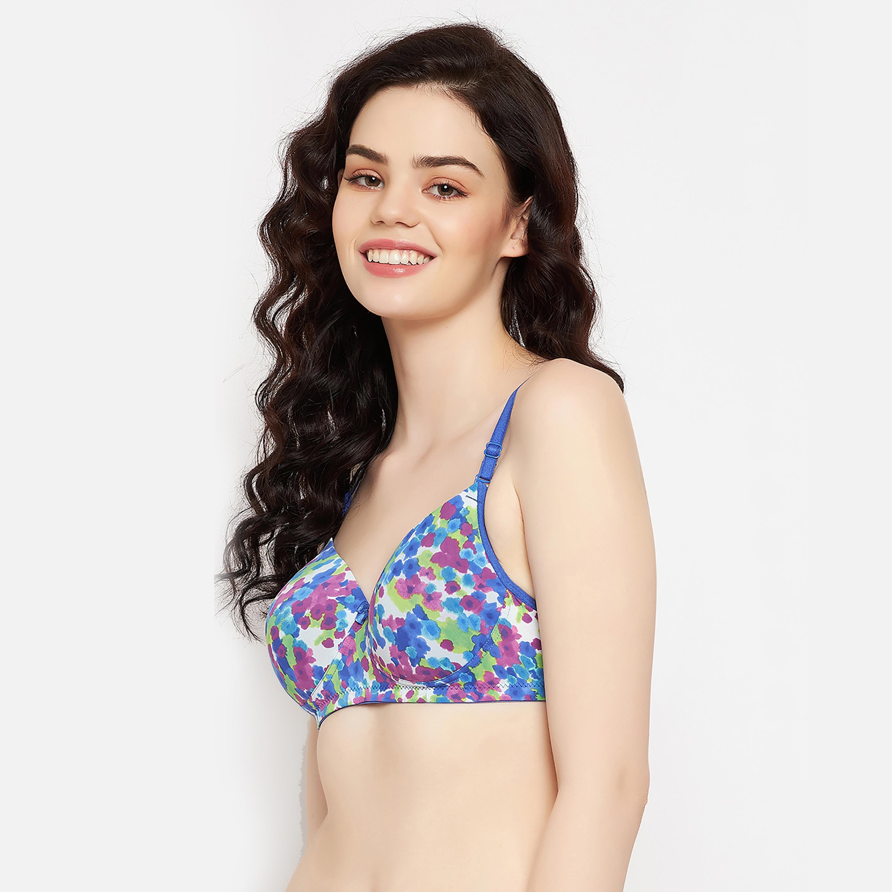 Clovia Padded Non-Wired Full Cup Floral Print Multiway Women's T-Shirt Bra in Multicolour-women-clothing-lingerie-bras-image-3