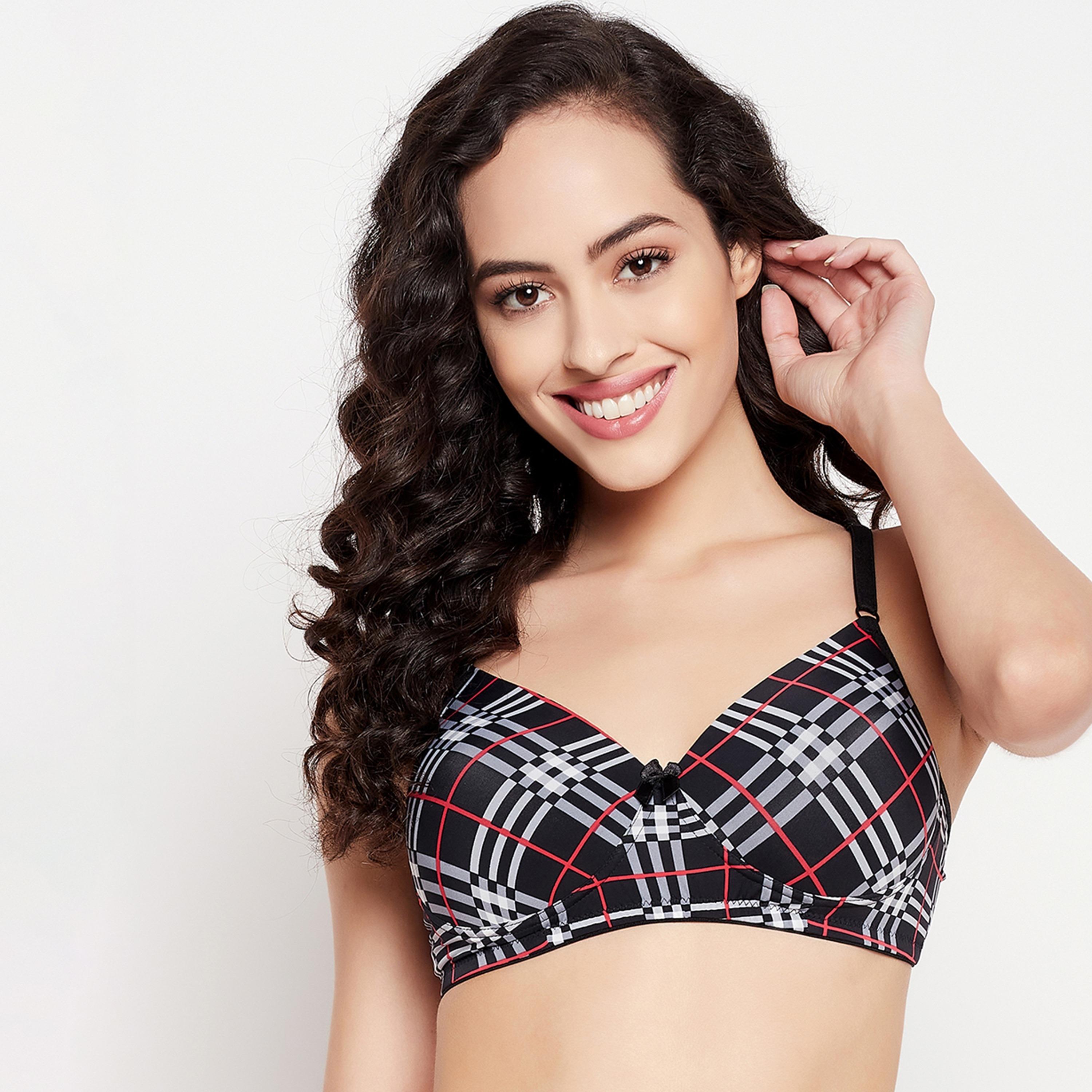 Clovia Checked Padded Non-Wired Full Cup T-Shirt Bra-women-clothing-lingerie-bras-image-2