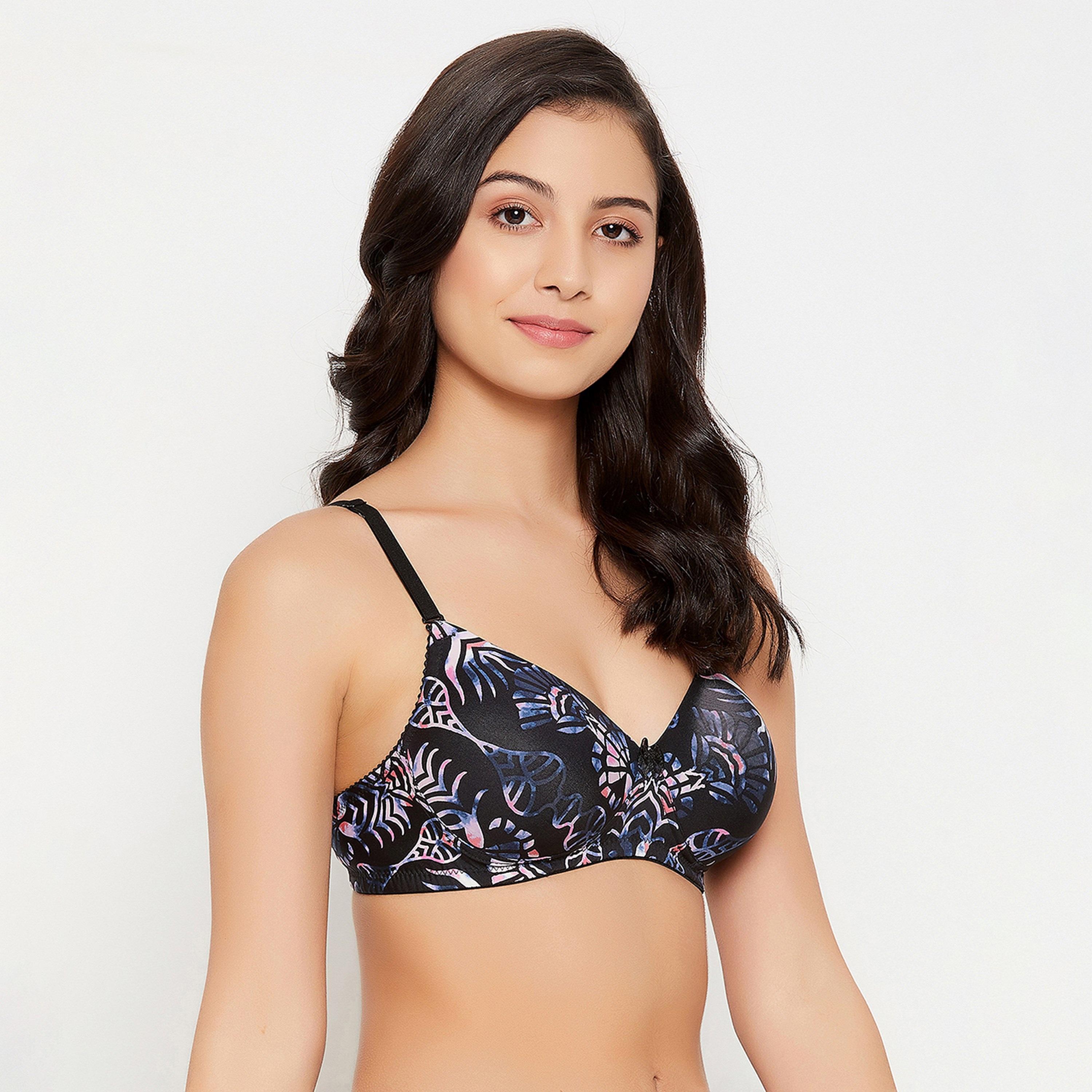Clovia Padded Non-Wired Full Cup Printed Women's T-shirt Bra in Black-women-clothing-lingerie-bras-image-3