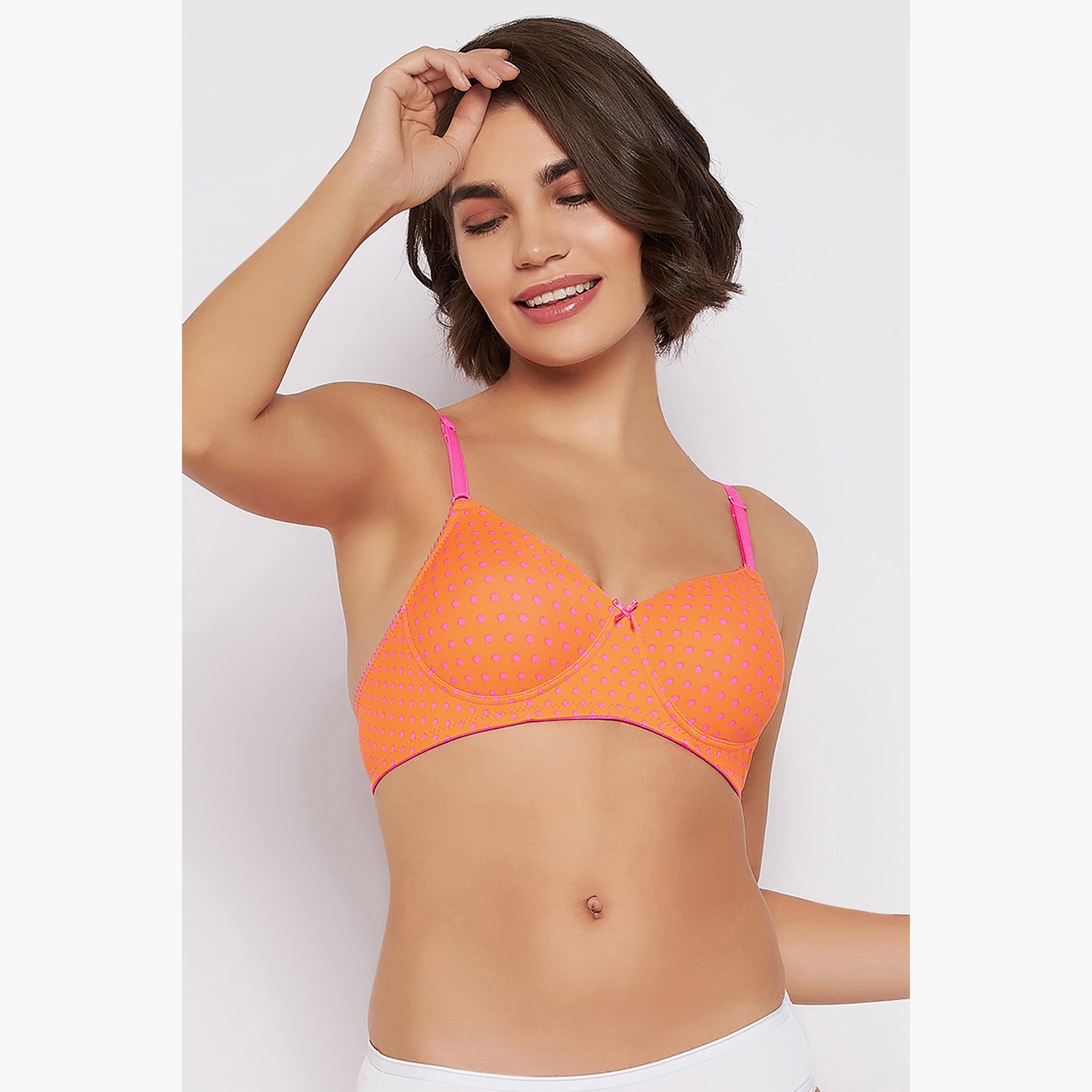 حمالة صدر ذات تي شيرت كوب كامل ومبطن غير سلكية مع بولكا دوت من كلوفيا-women-clothing-lingerie-bras-image-1