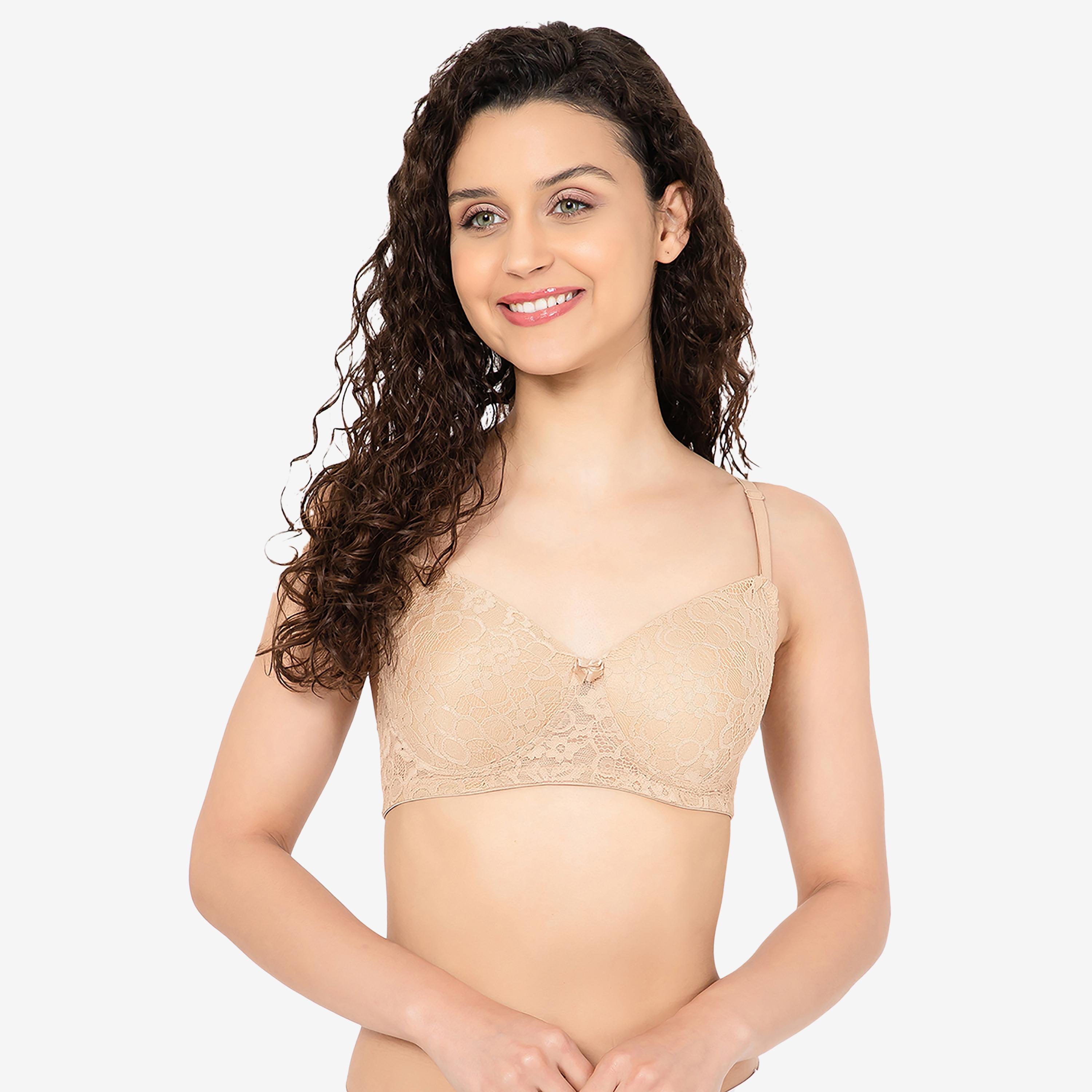 حمالة صدر نسائية متعددة الاتجاهات مبطنة وغير سلكية من كلوفيا بلون كريمي - دانتيل-women-clothing-lingerie-bras-image-1