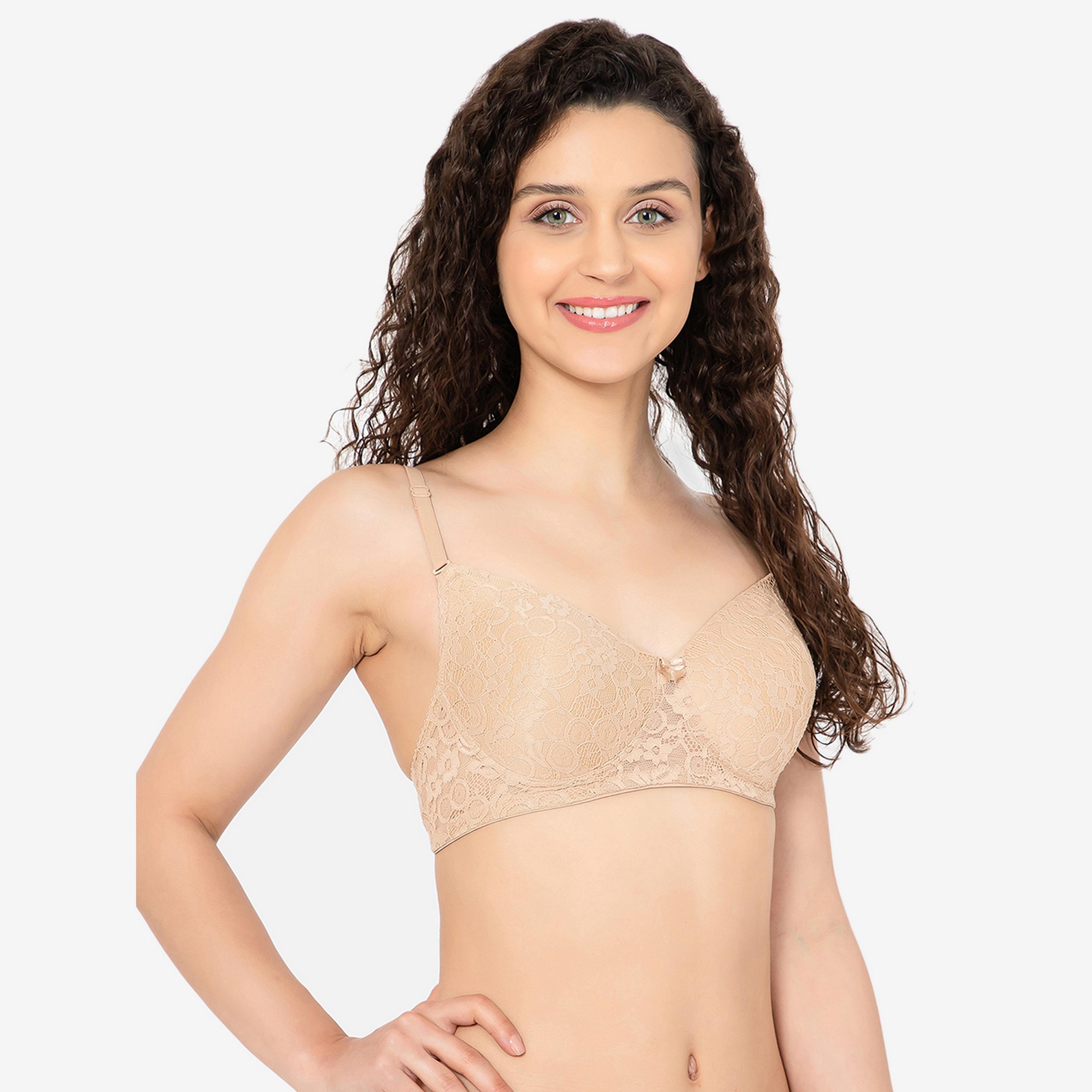 حمالة صدر نسائية متعددة الاتجاهات مبطنة وغير سلكية من كلوفيا بلون كريمي - دانتيل-women-clothing-lingerie-bras-image-3