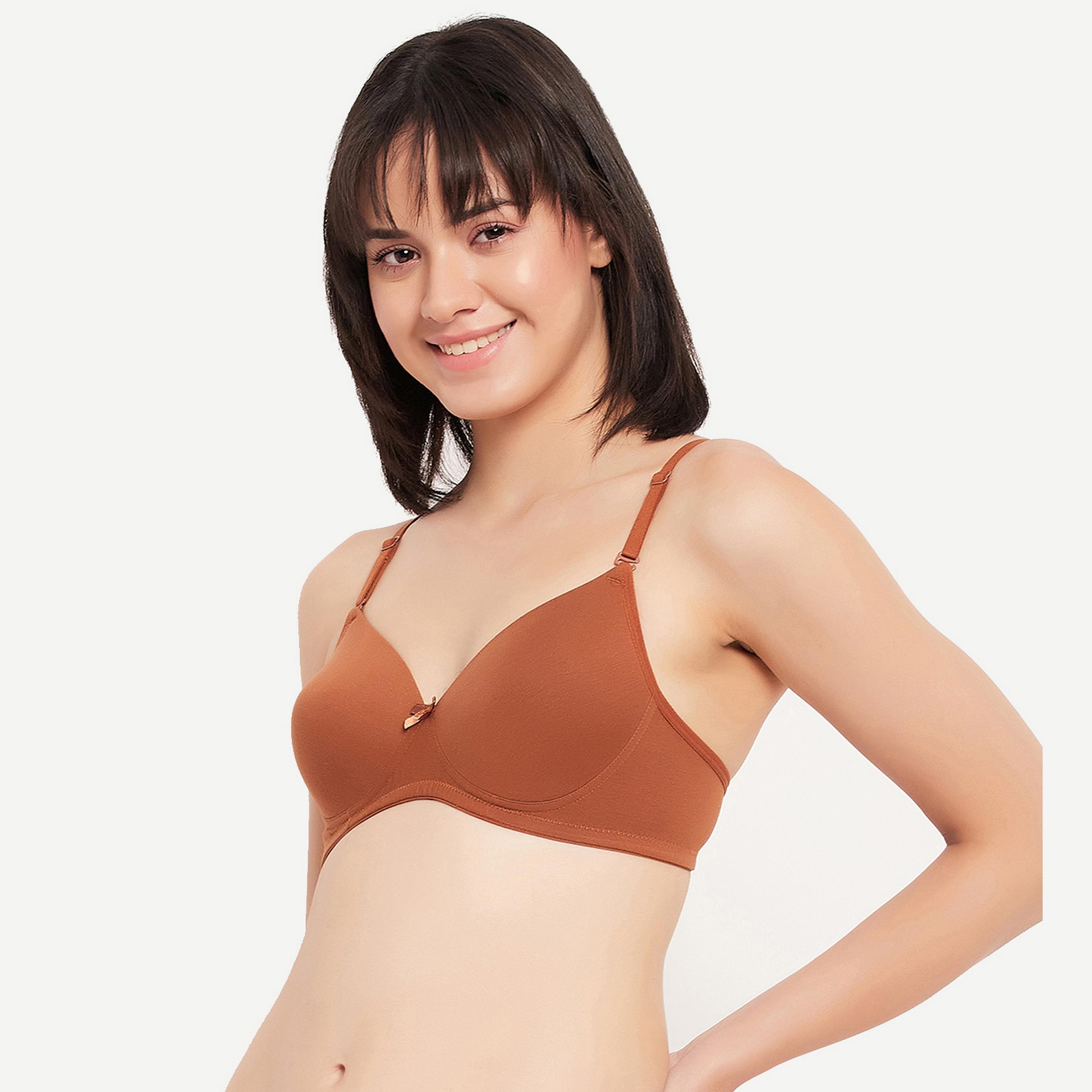 Clovia Padded Non-Wired Full Cup Women's Multiway T-shirt Bra in Brown-women-clothing-lingerie-bras-image-2