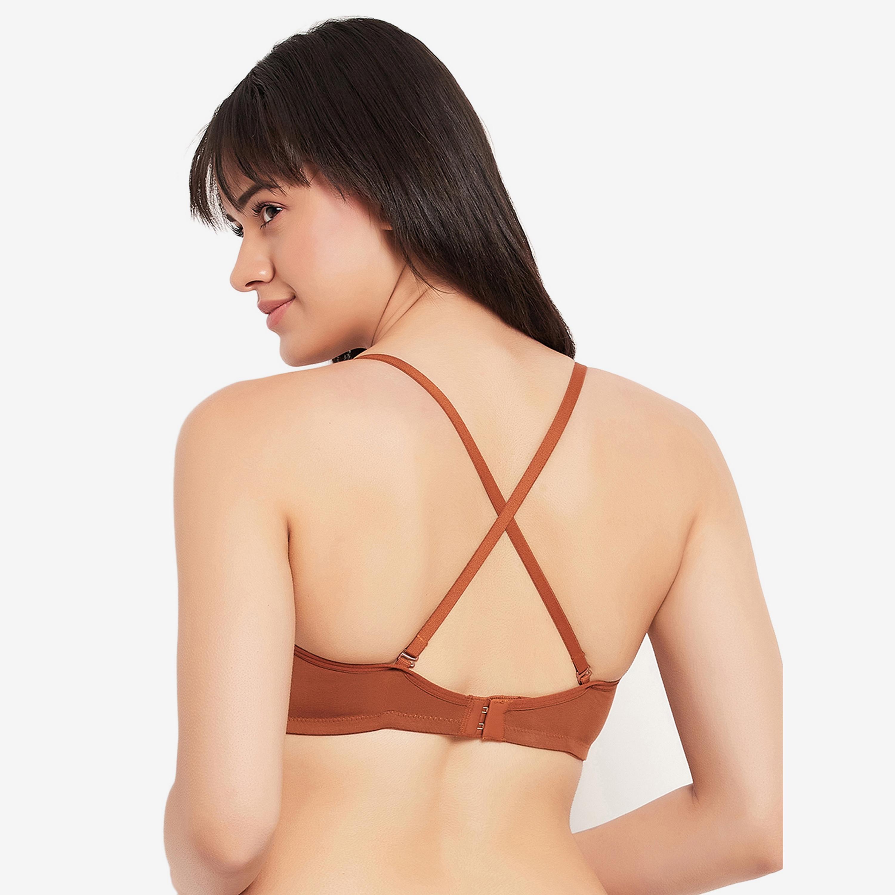 Clovia Padded Non-Wired Full Cup Women's Multiway T-shirt Bra in Brown-women-clothing-lingerie-bras-image-5