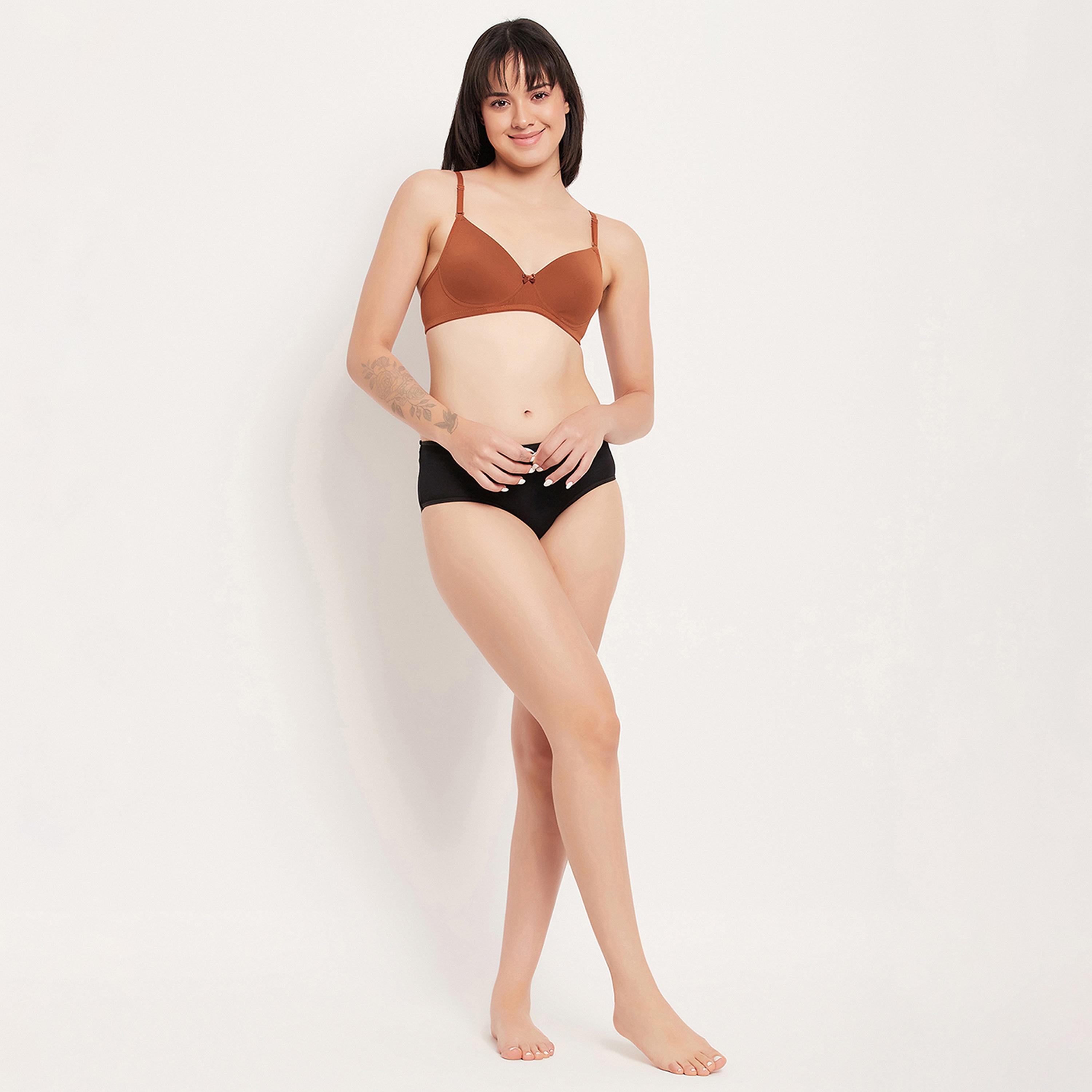 Clovia Padded Non-Wired Full Cup Women's Multiway T-shirt Bra in Brown-women-clothing-lingerie-bras-image-7