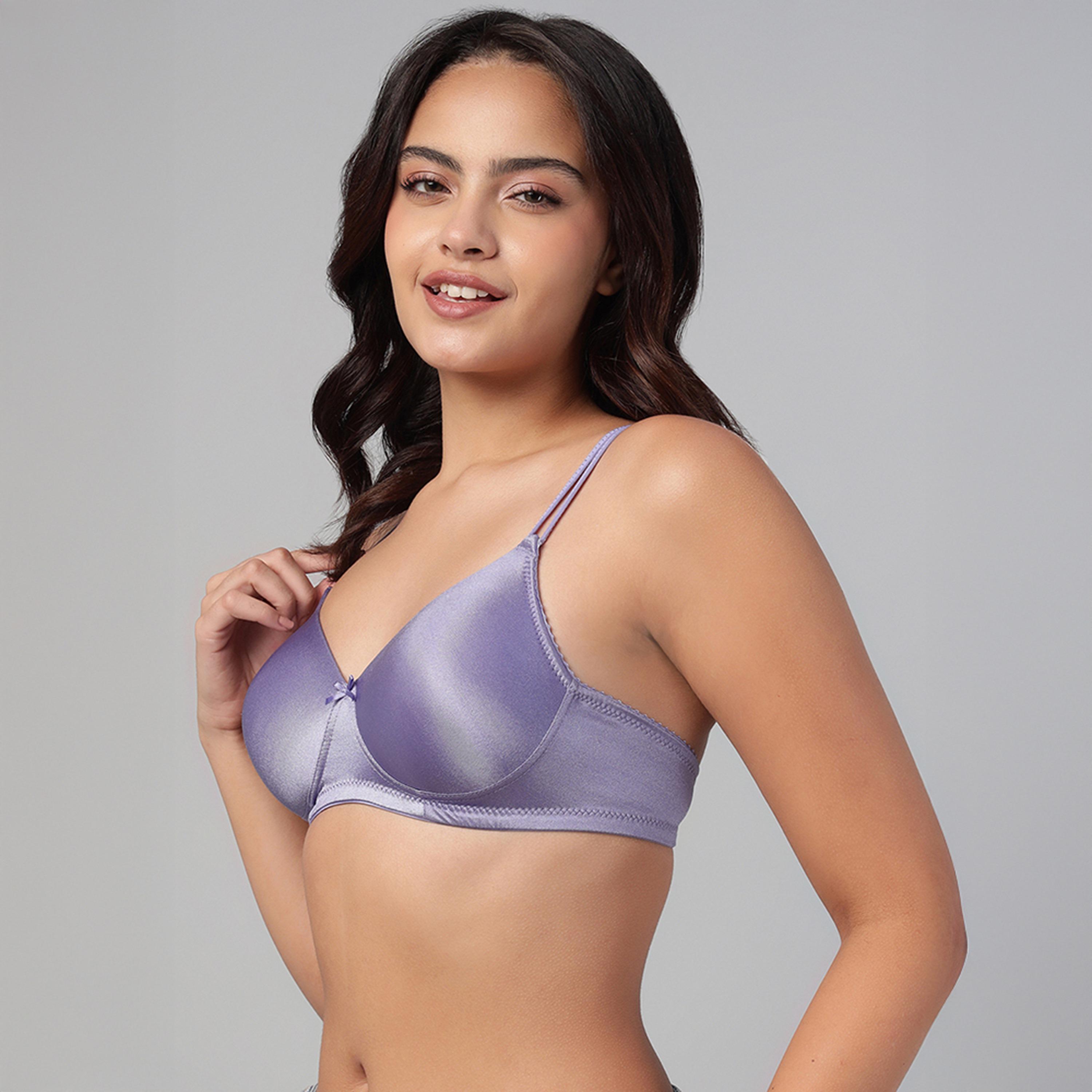 Clovia Padded Non-Wired Full Coverage Women's T-Shirt Bra in Light Purple-women-clothing-lingerie-bras-image-2