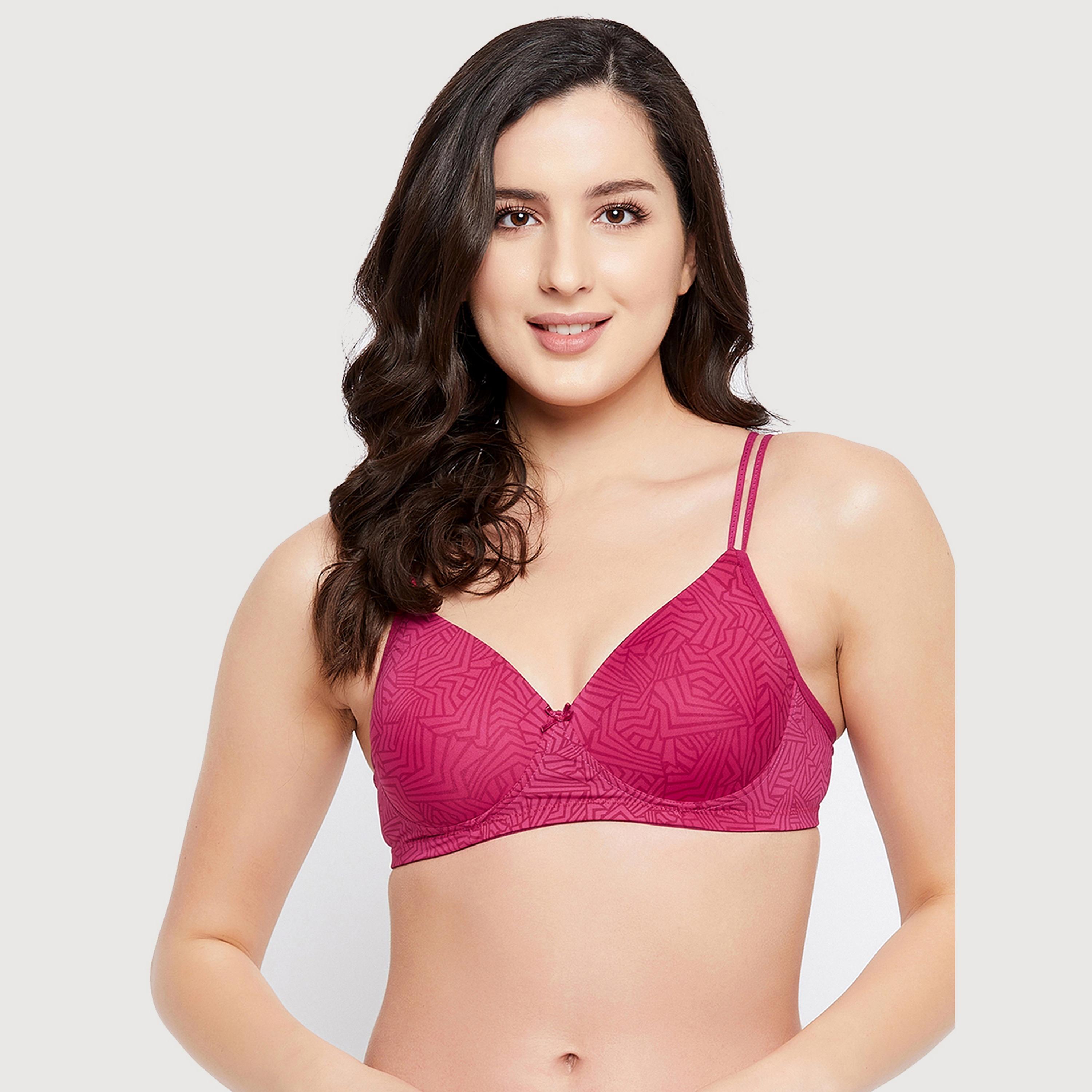 Clovia Padded Non-Wired Geometric Print Full Cup Women's T-shirt Bra in Hot Pink-women-clothing-lingerie-bras-image-1