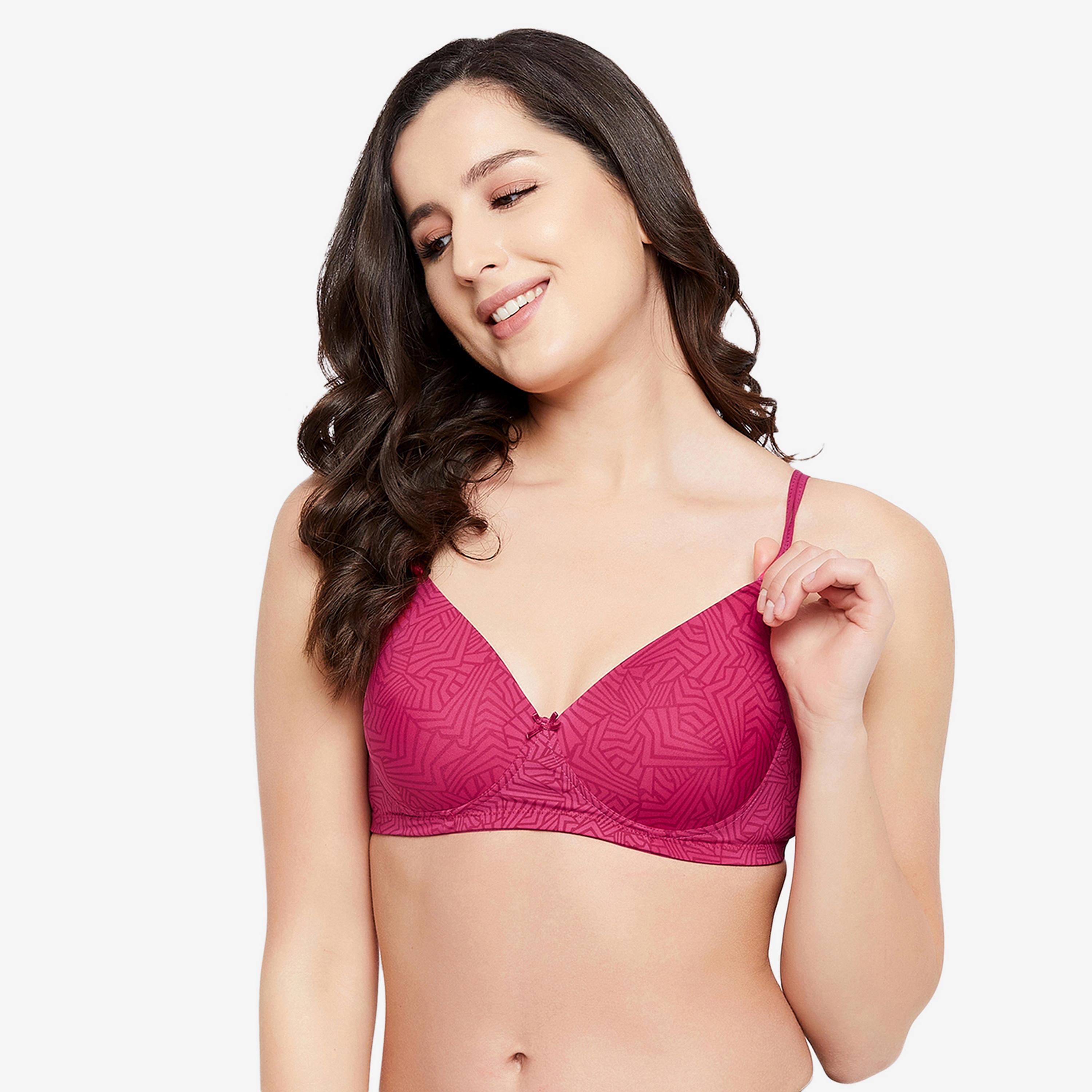 Clovia Padded Non-Wired Geometric Print Full Cup Women's T-shirt Bra in Hot Pink-women-clothing-lingerie-bras-image-2