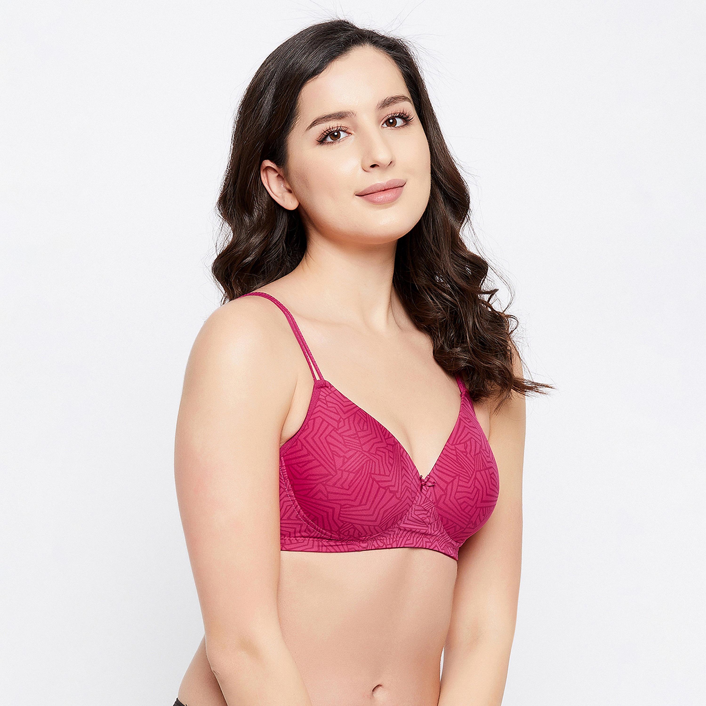 Clovia Padded Non-Wired Geometric Print Full Cup Women's T-shirt Bra in Hot Pink-women-clothing-lingerie-bras-image-3