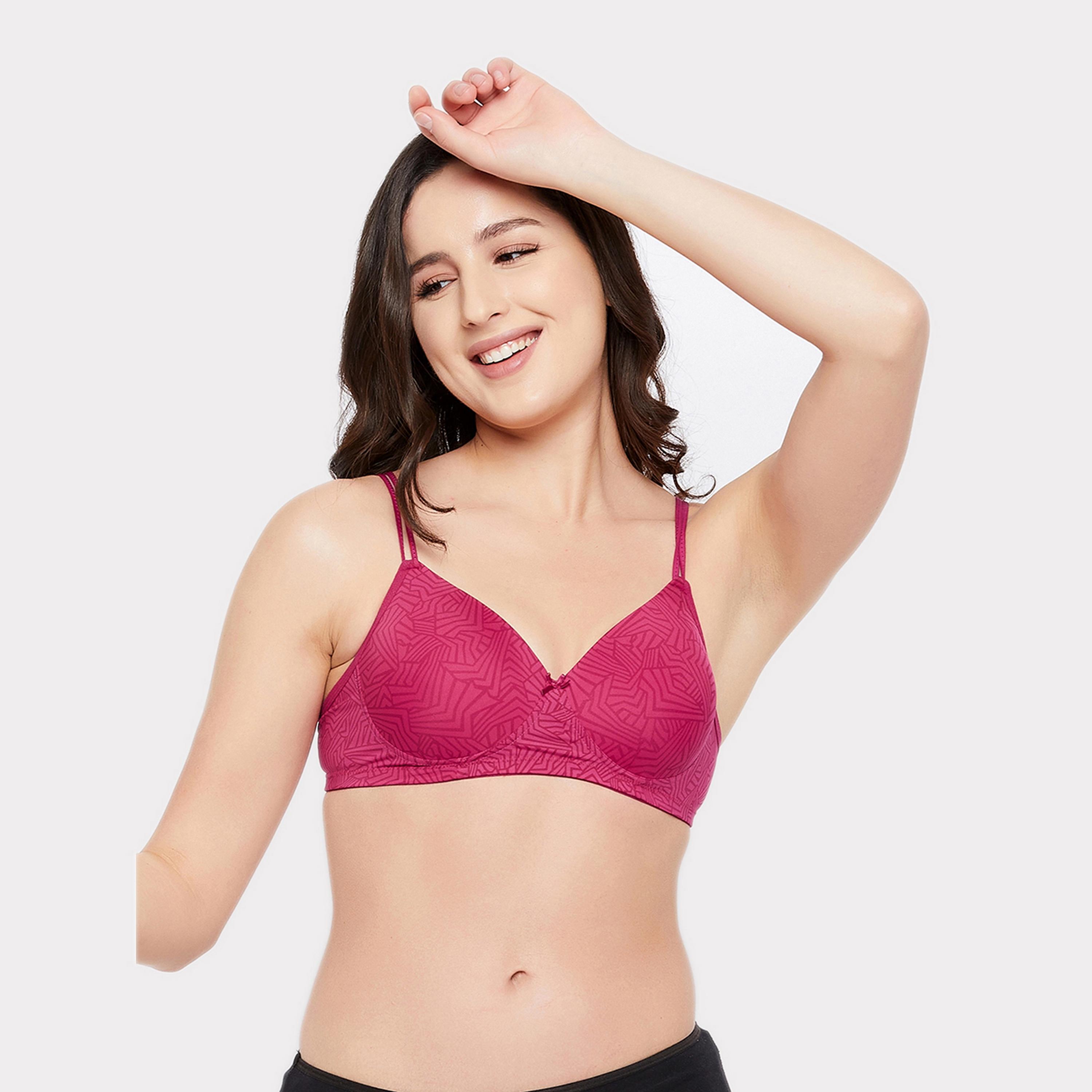 Clovia Padded Non-Wired Geometric Print Full Cup Women's T-shirt Bra in Hot Pink-women-clothing-lingerie-bras-image-6