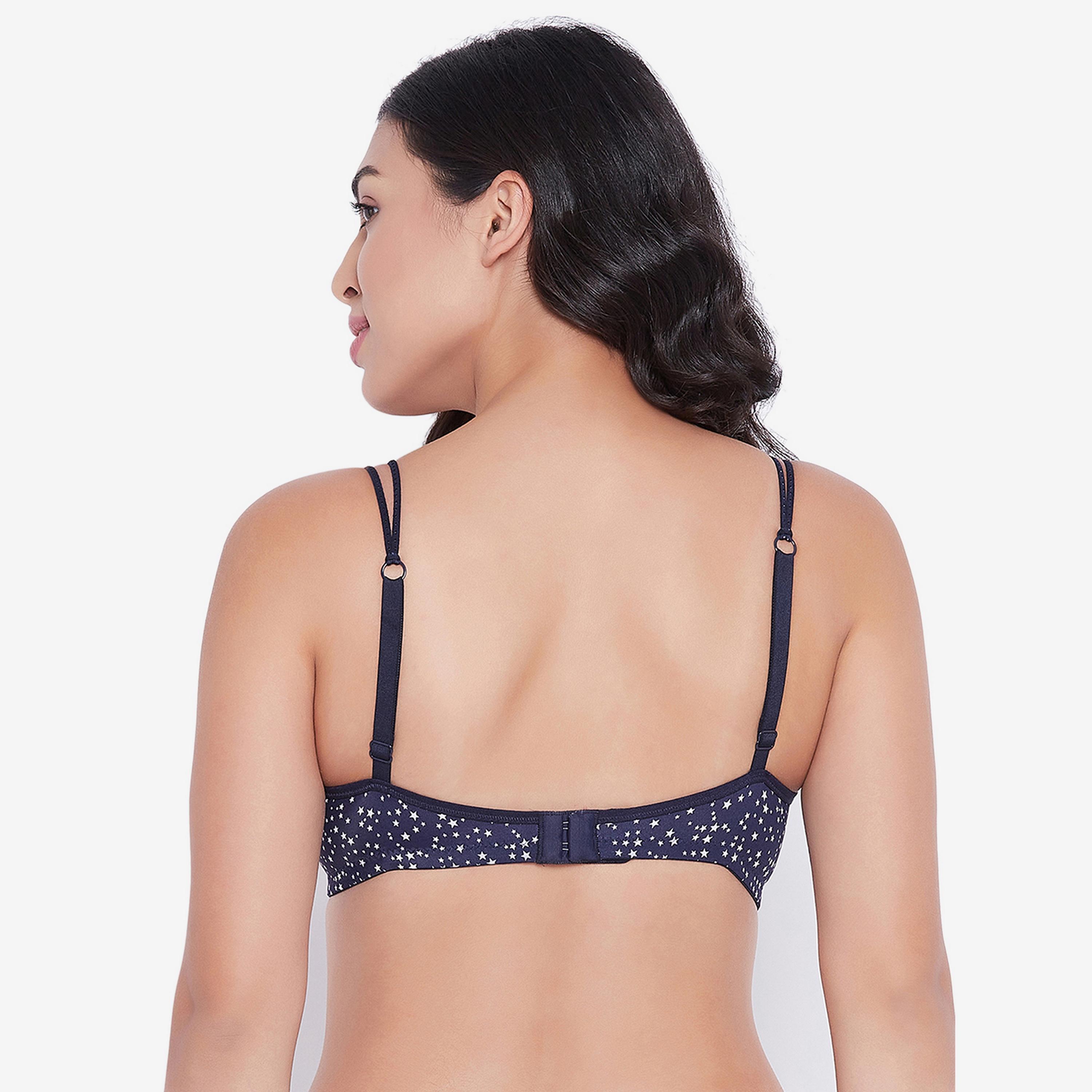 Clovia Padded Non-Wired Full Cup Star Print Women's T-shirt Bra in Navy-women-clothing-lingerie-bras-image-4