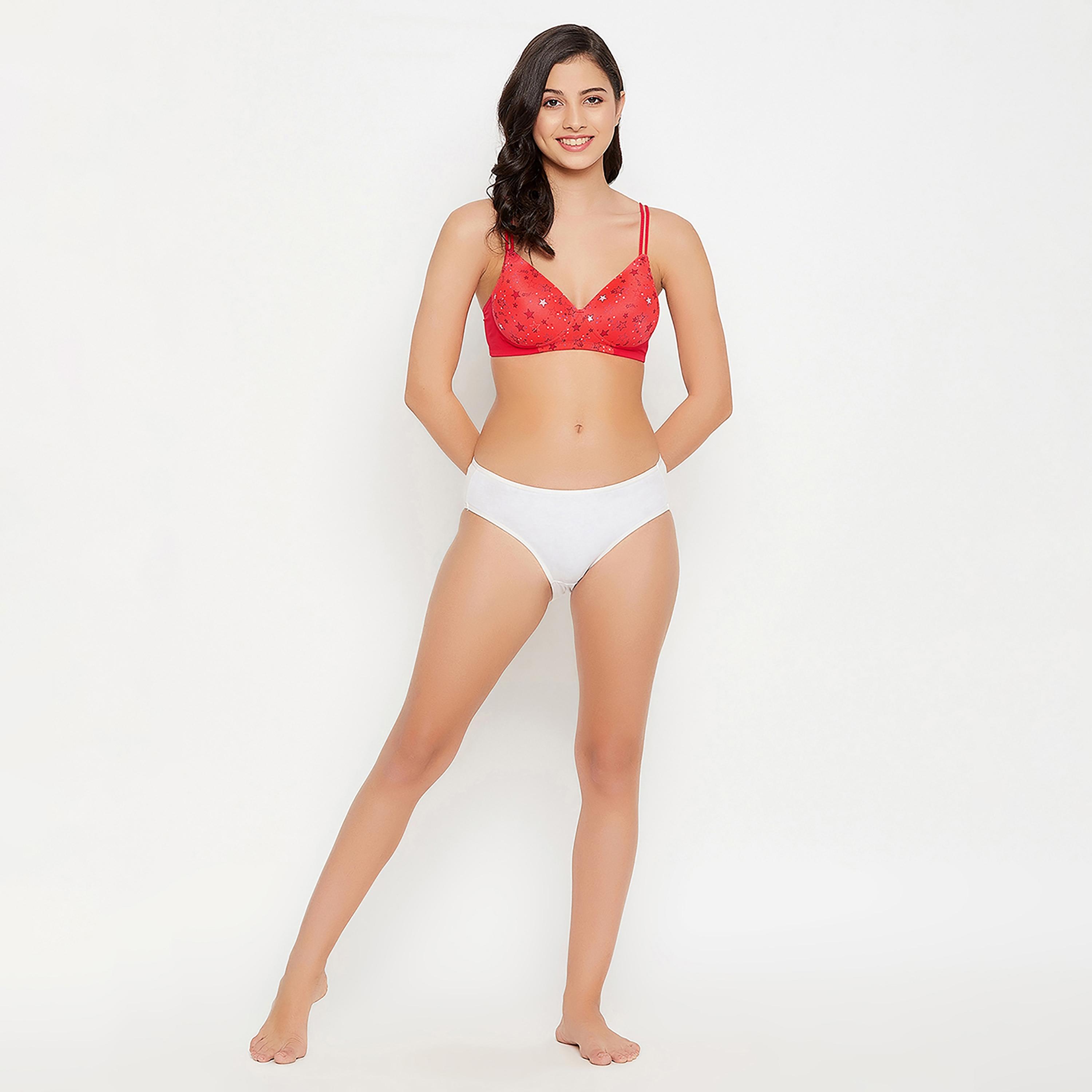Clovia Padded Non-Wired Full Cup Star Print Women's T-shirt Bra in Red-women-clothing-lingerie-bras-image-7