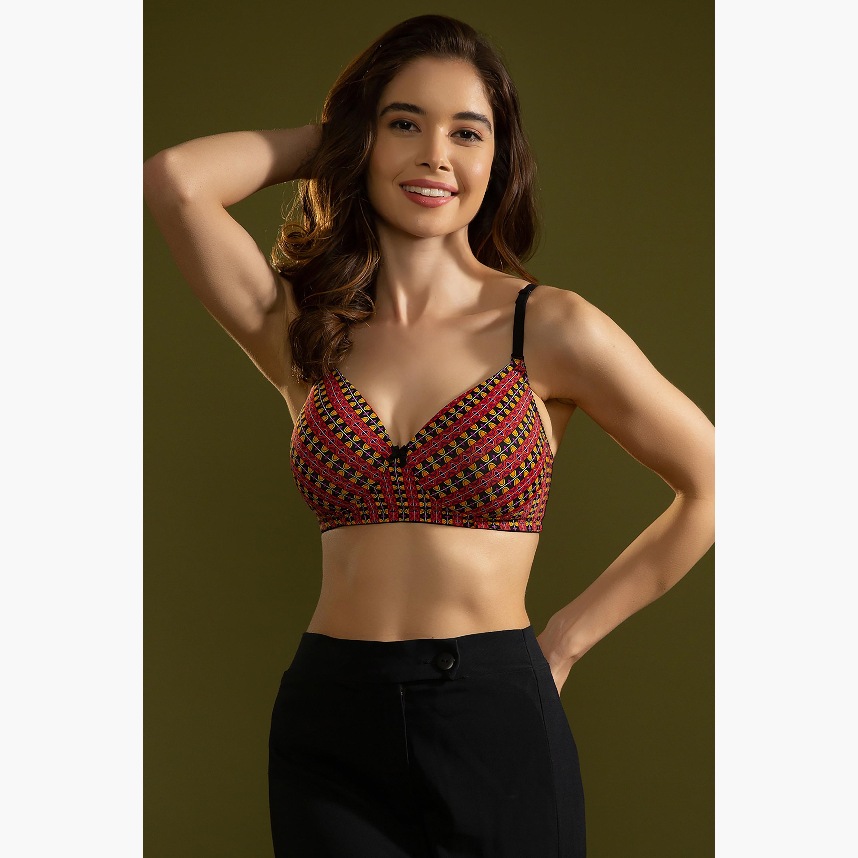حمالة صدر ذات تي شيرت كوب كامل مع ملتي واي بمبطن غير سلكية ومطبوعة من كلوفيا-women-clothing-lingerie-bras-image-1