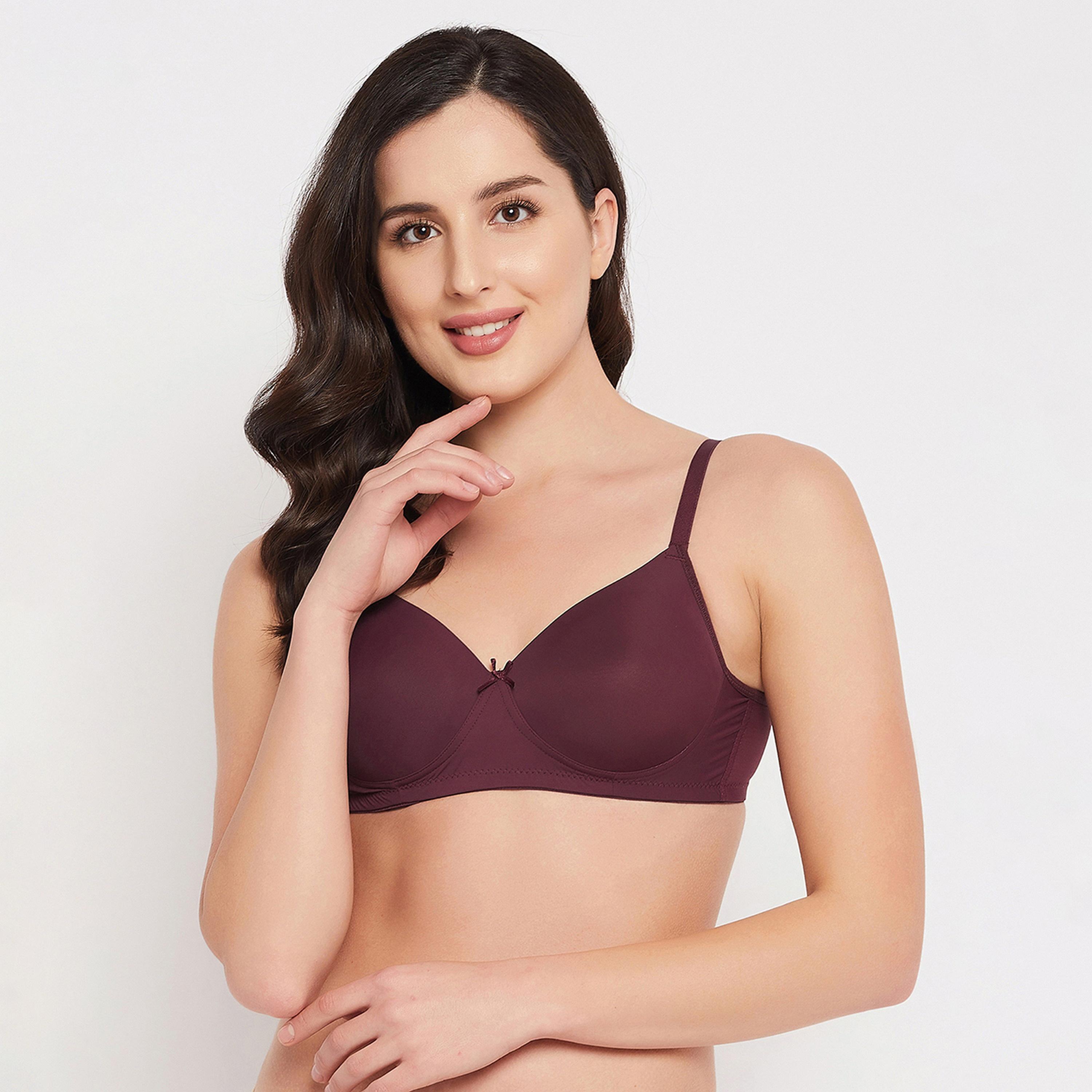 Clovia Padded Non-Wired Full Cup Women's T-shirt Bra in Wine Colour-women-clothing-lingerie-bras-image-1