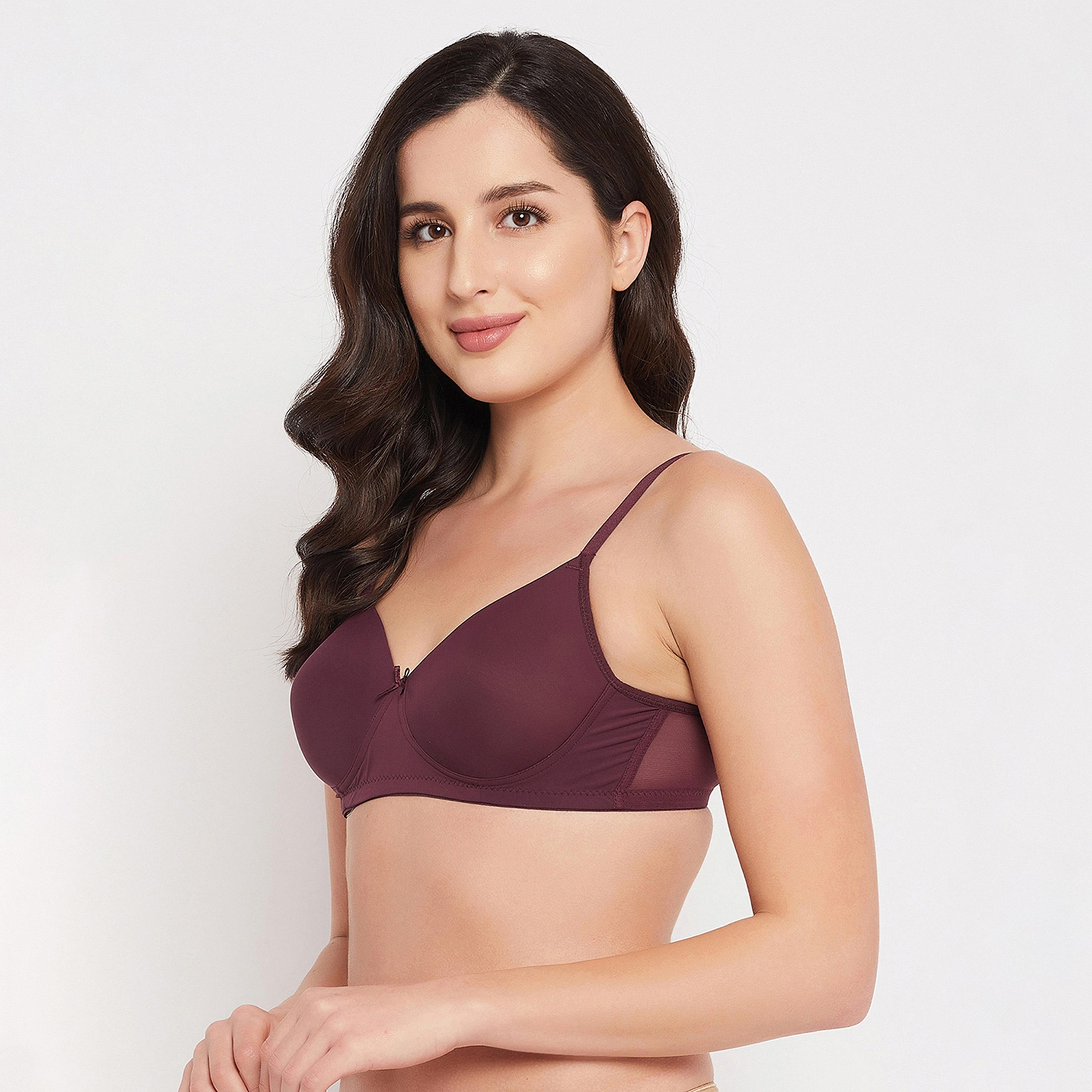 Clovia Padded Non-Wired Full Cup Women's T-shirt Bra in Wine Colour-women-clothing-lingerie-bras-image-2