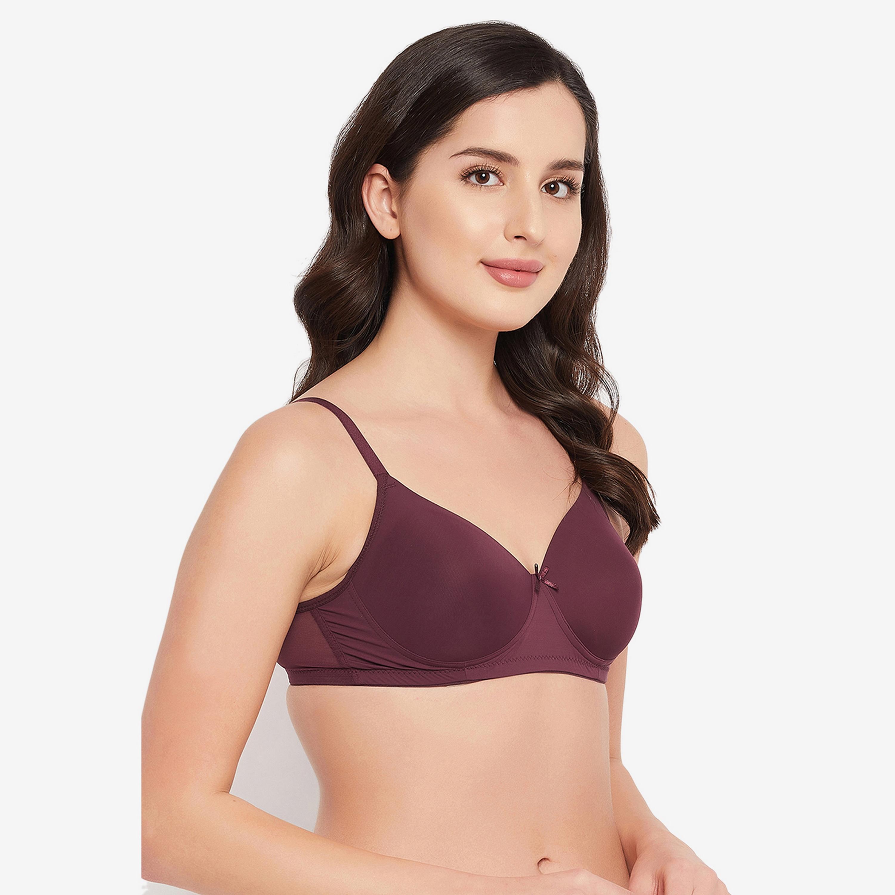 Clovia Padded Non-Wired Full Cup Women's T-shirt Bra in Wine Colour-women-clothing-lingerie-bras-image-3
