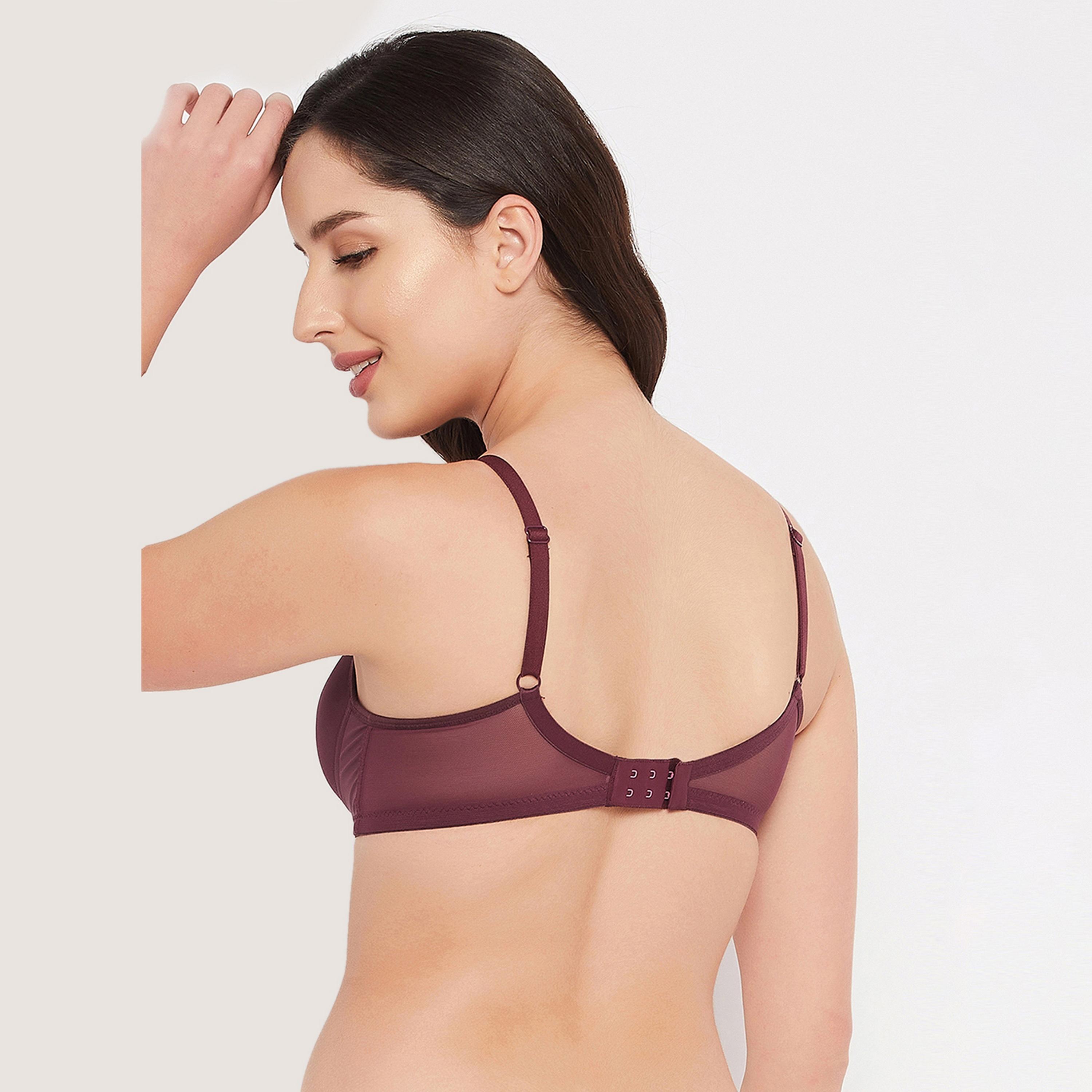 Clovia Padded Non-Wired Full Cup Women's T-shirt Bra in Wine Colour-women-clothing-lingerie-bras-image-4