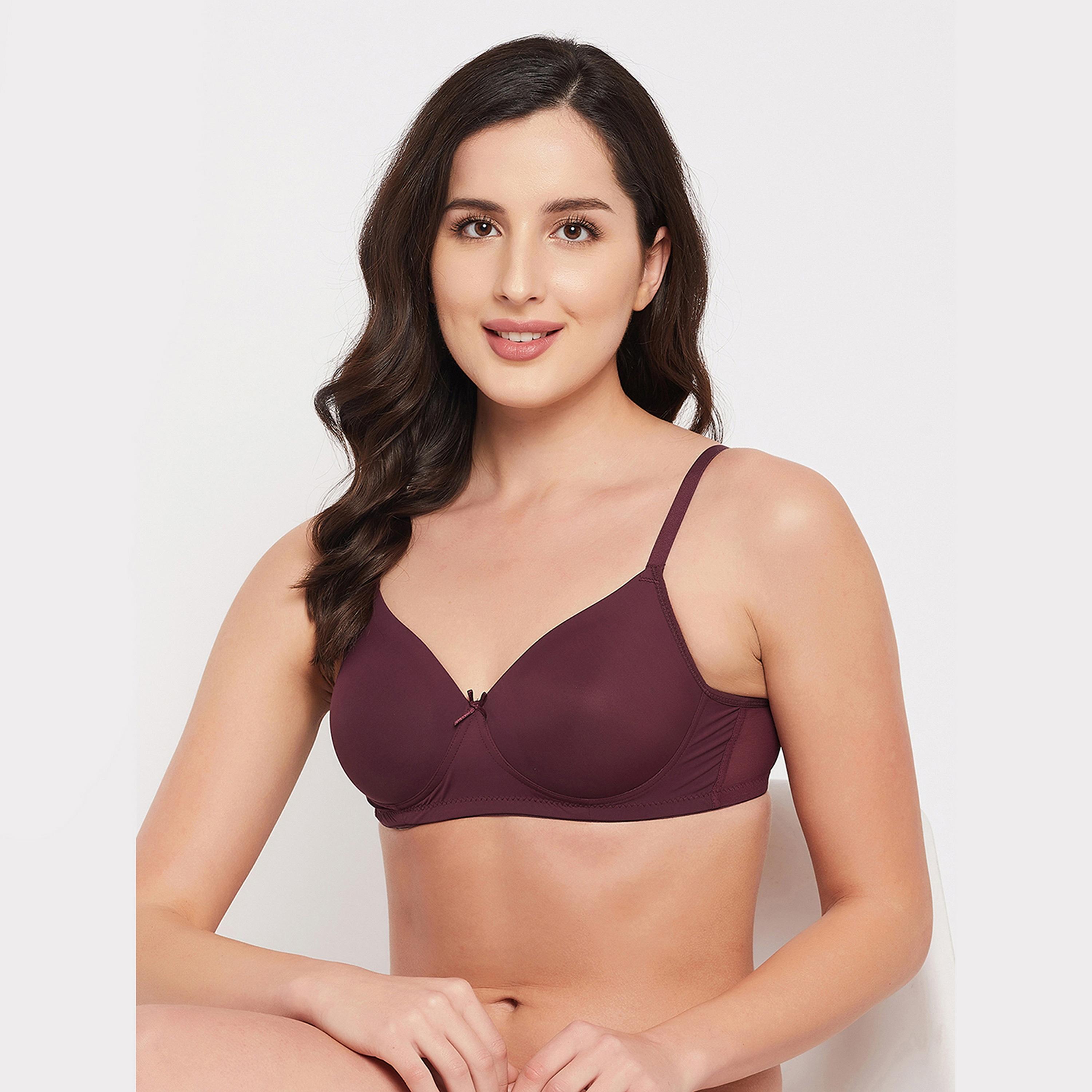Clovia Padded Non-Wired Full Cup Women's T-shirt Bra in Wine Colour-women-clothing-lingerie-bras-image-6