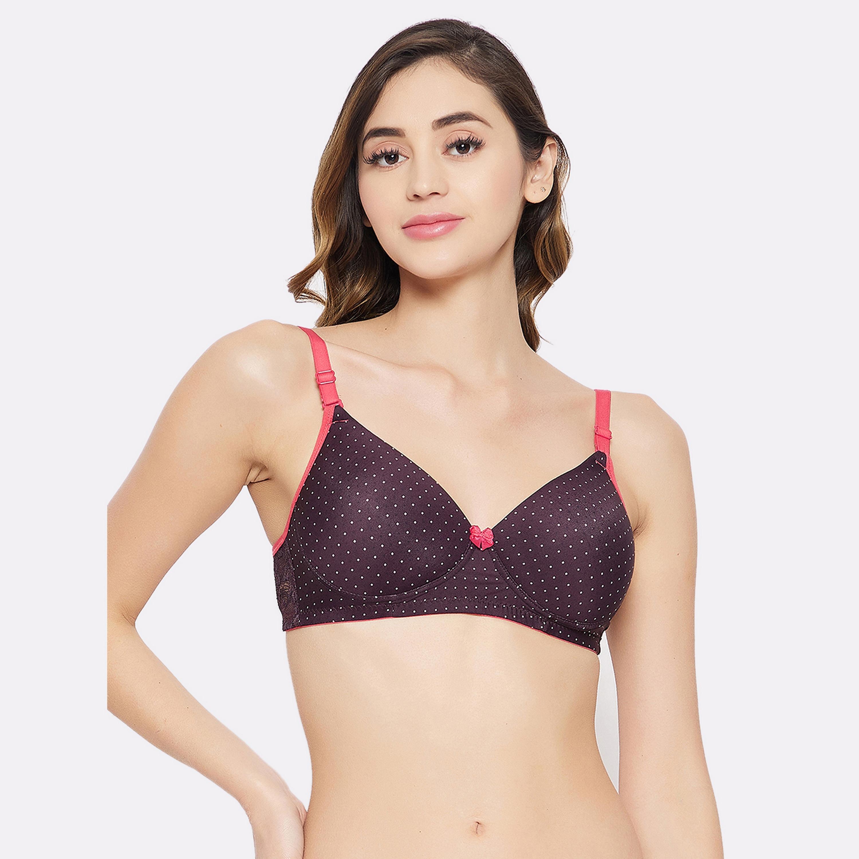 Clovia Padded Non-Wired Full Cup Polka Dot Women's Multiway T-shirt Bra in Coffee Brown-women-clothing-lingerie-bras-image-1