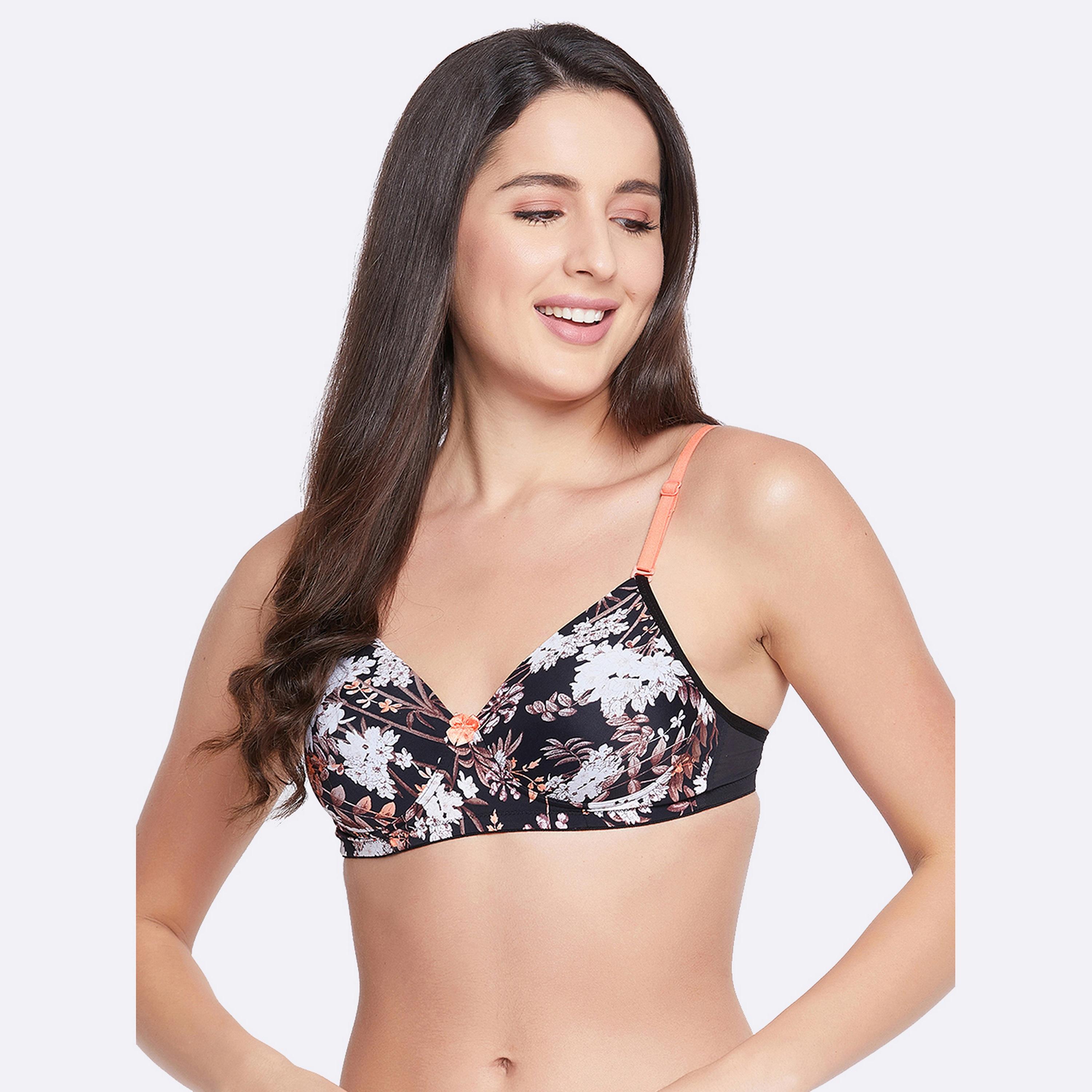 Clovia Padded Non-Wired Full Cup Floral Print Women's Multiway T-shirt Bra in Black-women-clothing-lingerie-bras-image-1