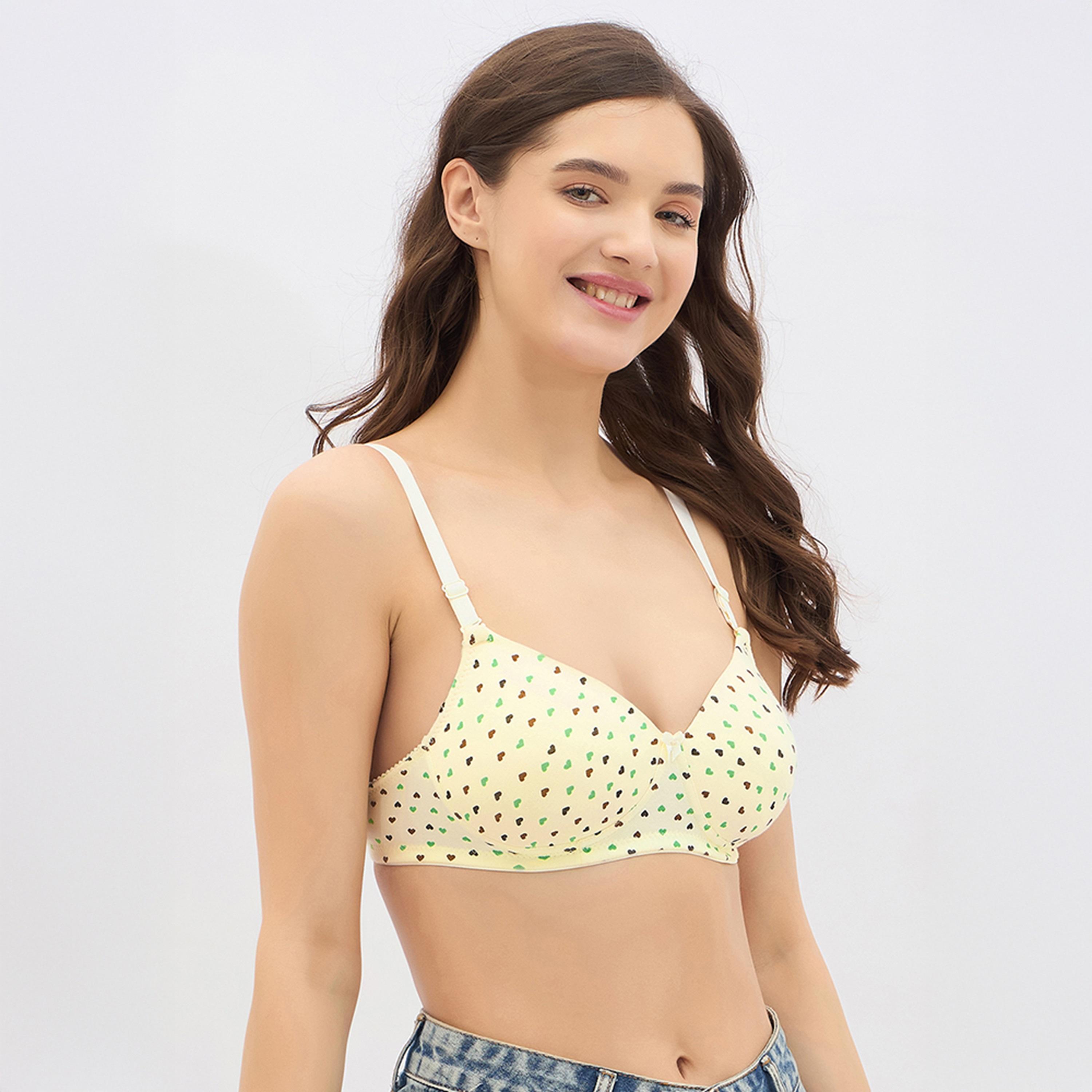 حمالة صدر تي شيرت مبطنة، بدون سلك، طبعة قلوب، متعددة الارتداء - أصفر فاتح من كلوفيا-women-clothing-lingerie-bras-image-3