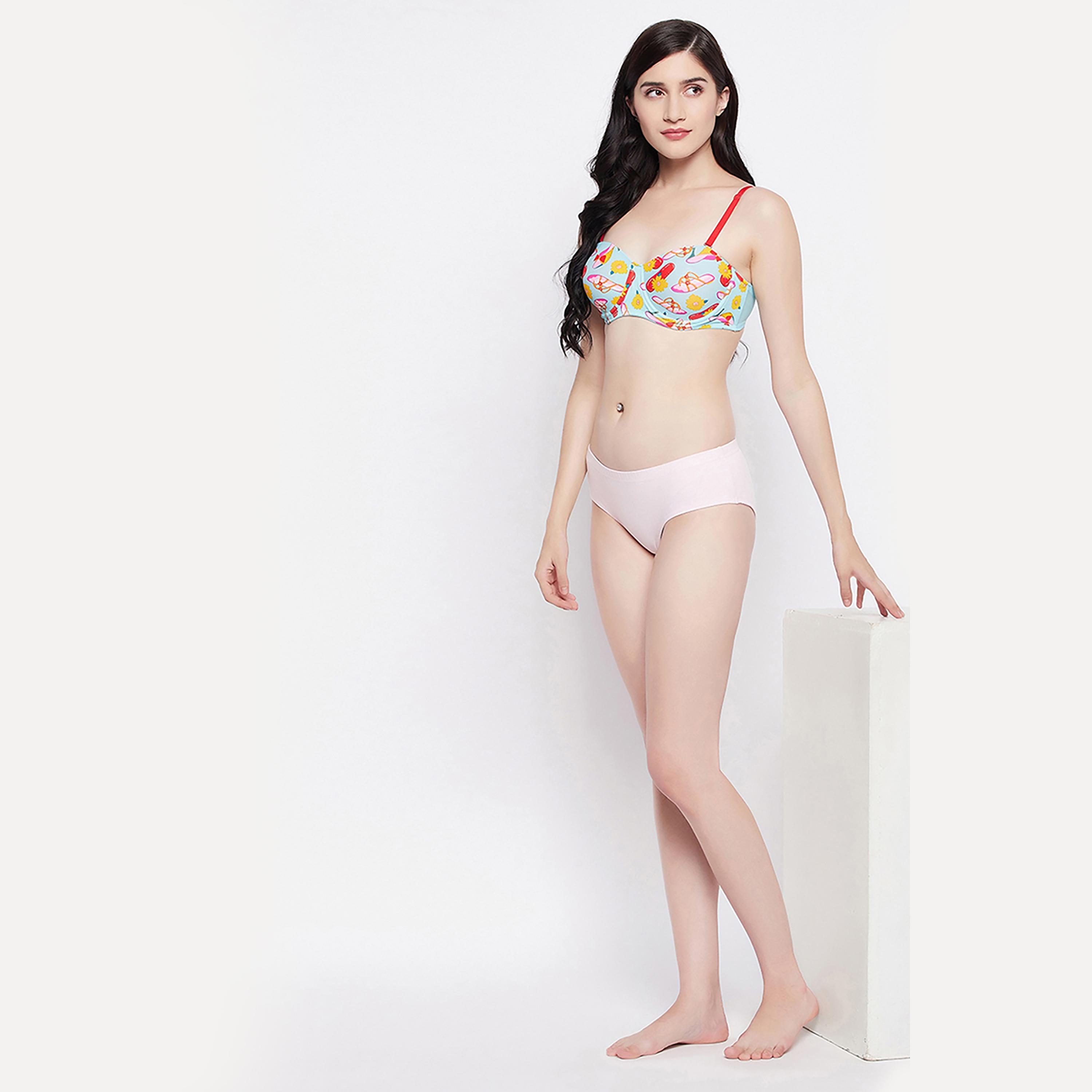 Clovia Padded Underwired Full Cup Printed Multiway Women's Balconette Bra in Powder Blue-women-clothing-lingerie-bras-image-2