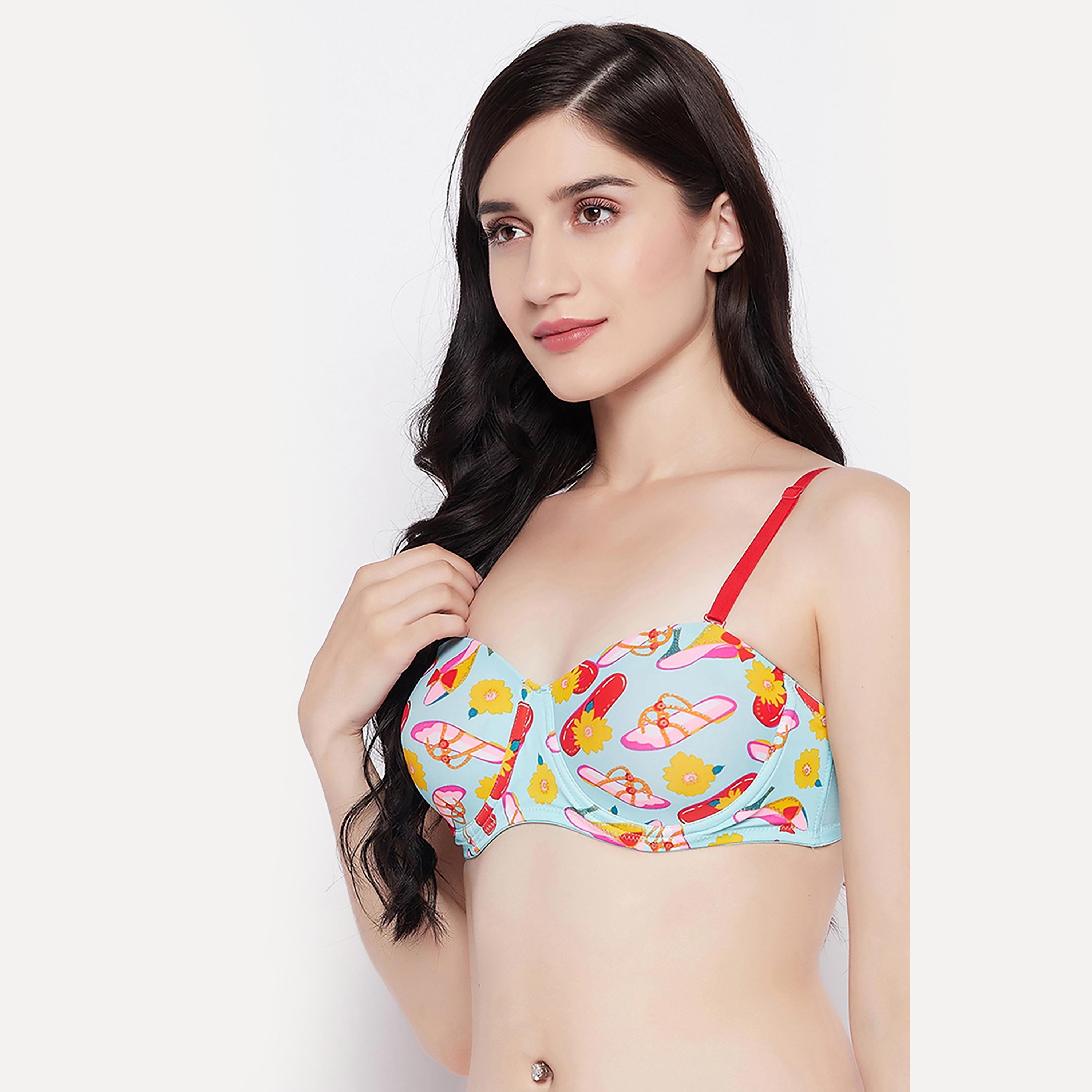 Clovia Padded Underwired Full Cup Printed Multiway Women's Balconette Bra in Powder Blue-women-clothing-lingerie-bras-image-3