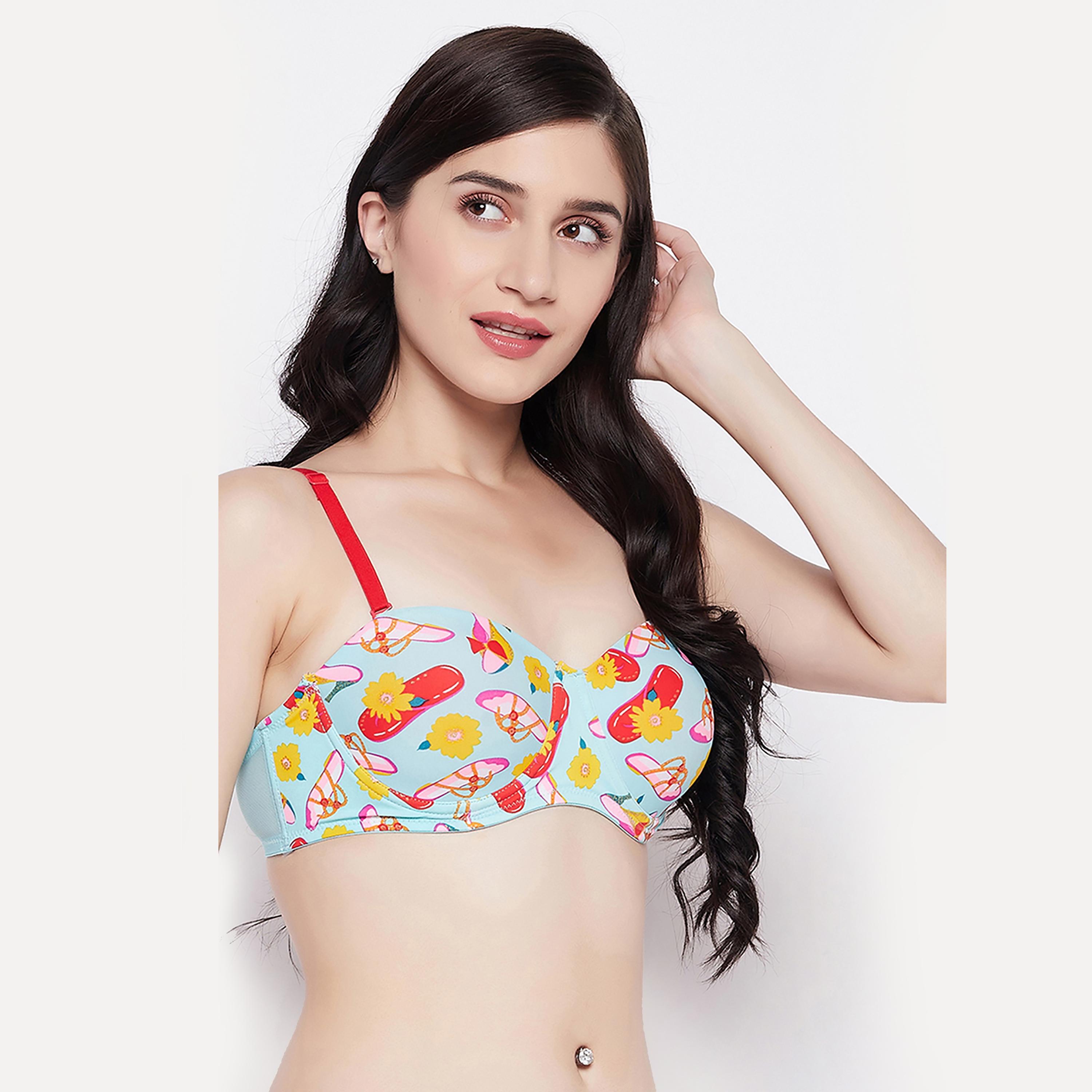 Clovia Padded Underwired Full Cup Printed Multiway Women's Balconette Bra in Powder Blue-women-clothing-lingerie-bras-image-4