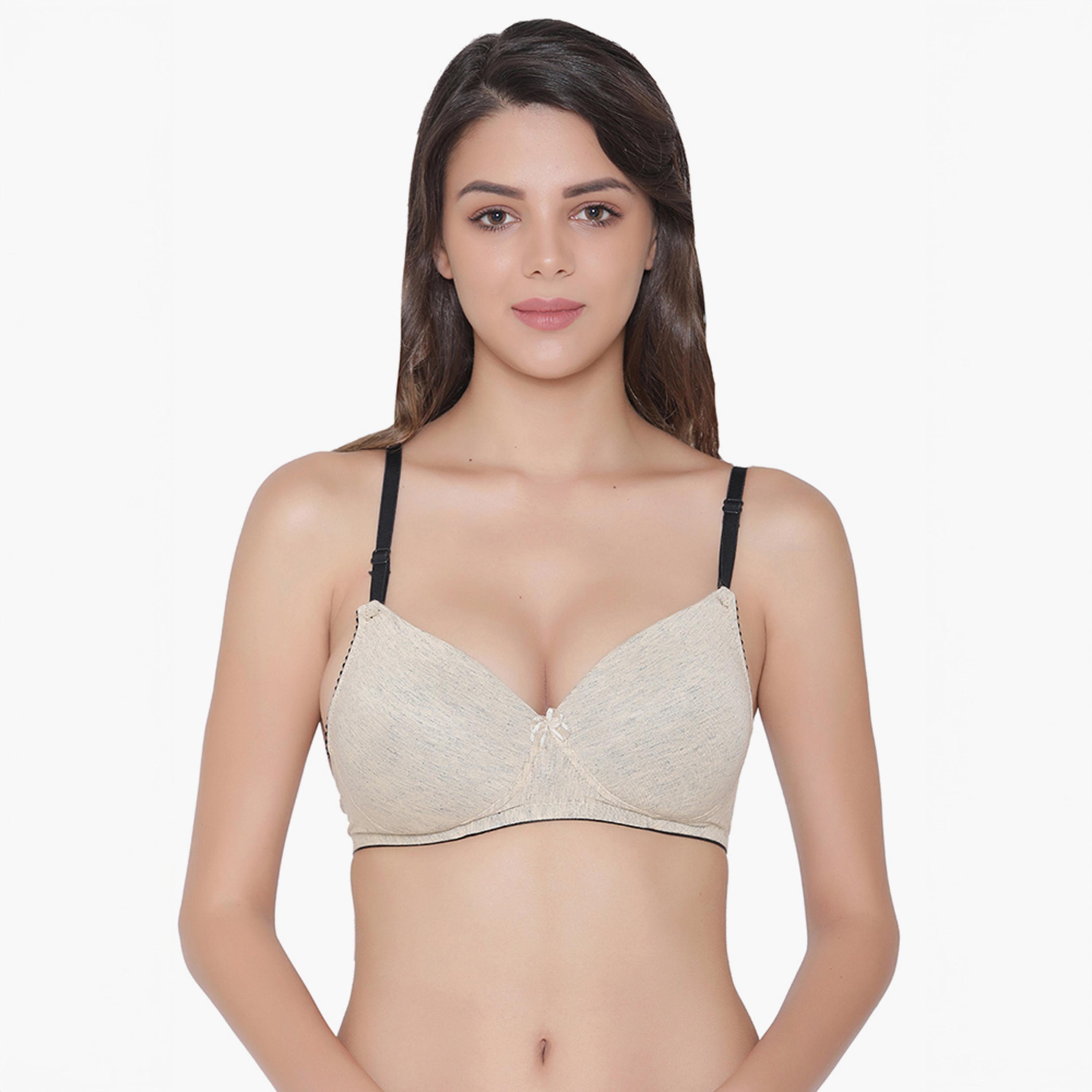 Clovia Level 1 Push-Up Non-Wired Multiway Women's T-Shirt Bra in Nude Melange - Cotton Rich-women-clothing-lingerie-bras-image-1