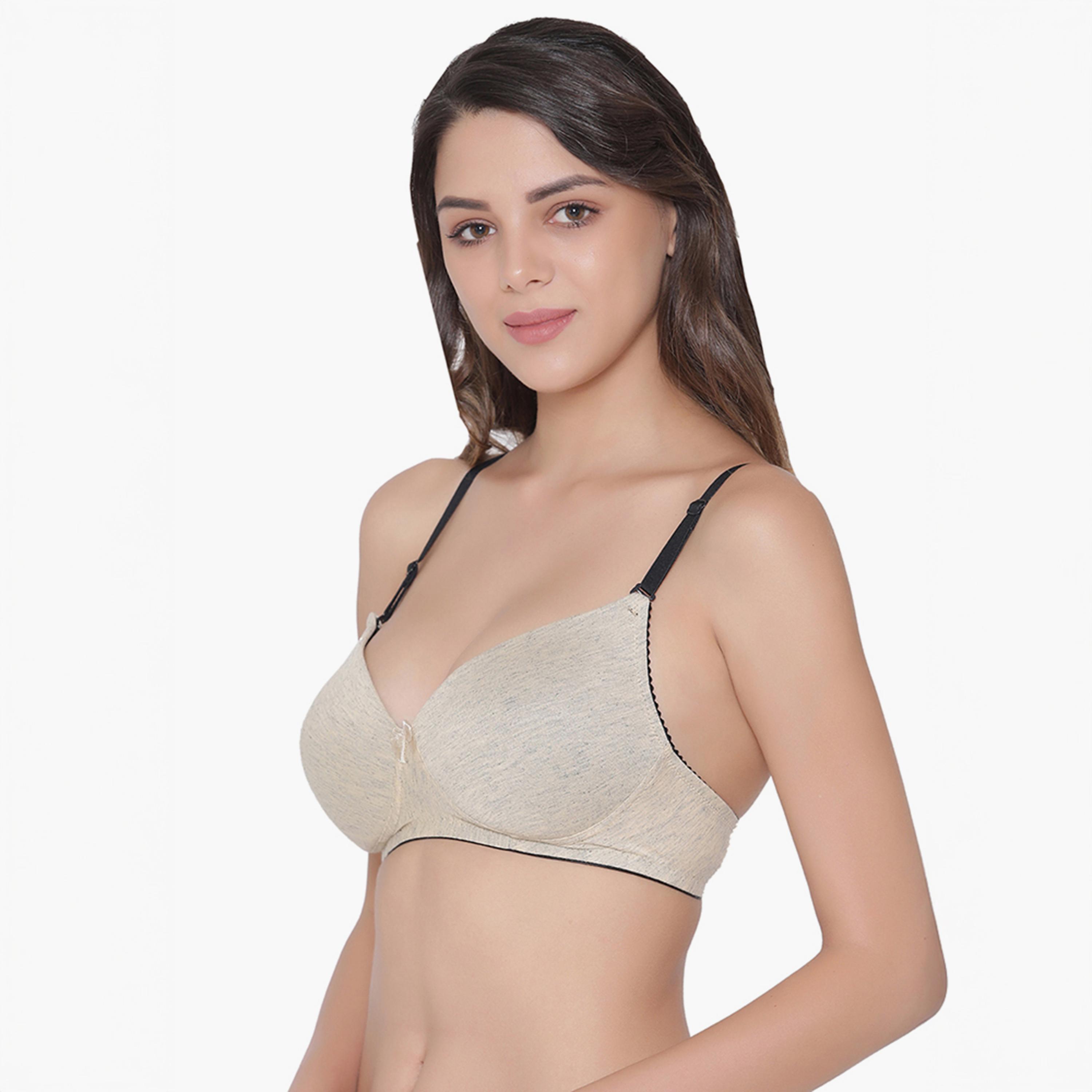 Clovia Level 1 Push-Up Non-Wired Multiway Women's T-Shirt Bra in Nude Melange - Cotton Rich-women-clothing-lingerie-bras-image-2