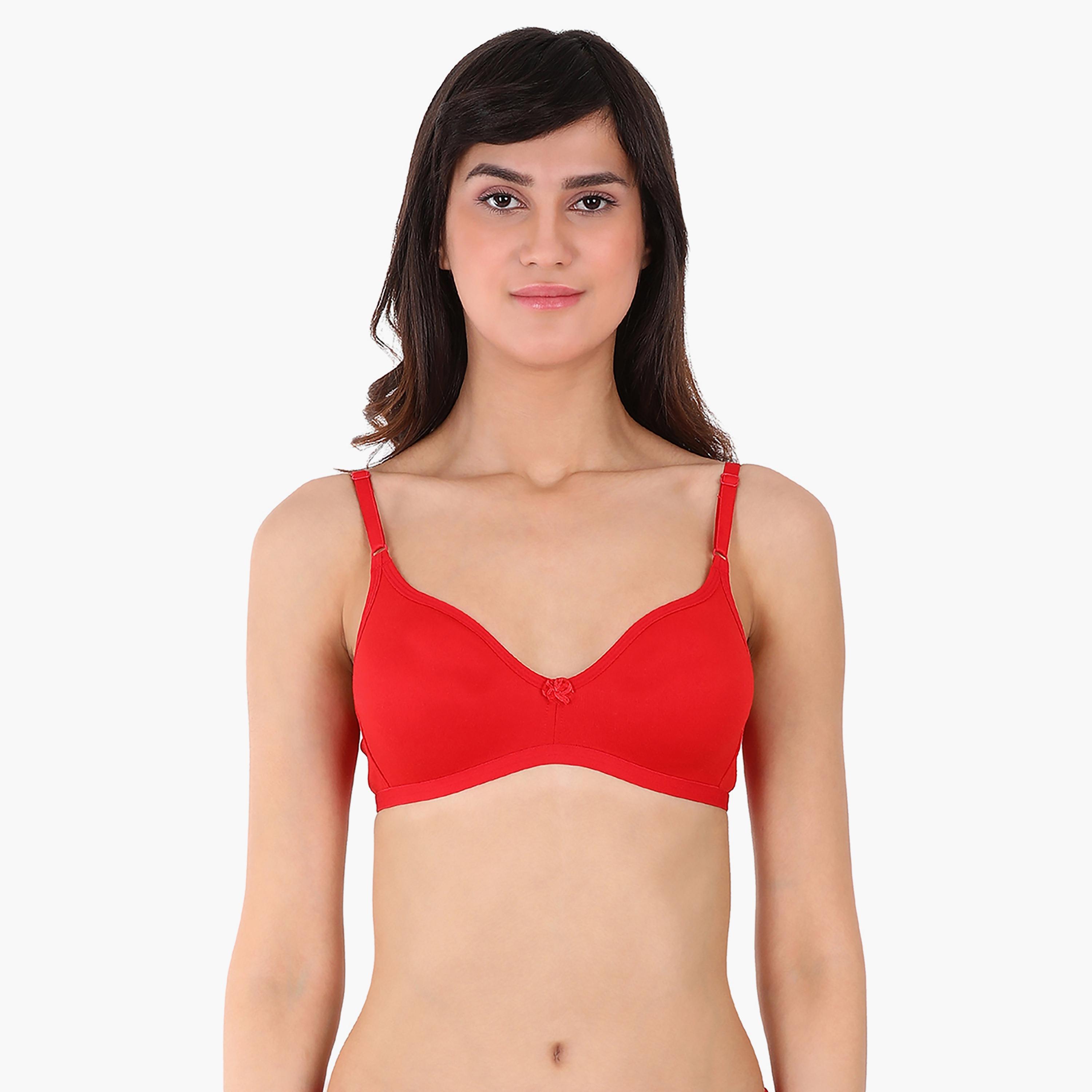 Clovia Non-Padded Non-Wired Full Coverage Spacer Cup Women's T-shirt Bra in Red - Cotton Rich-women-clothing-lingerie-bras-image-1