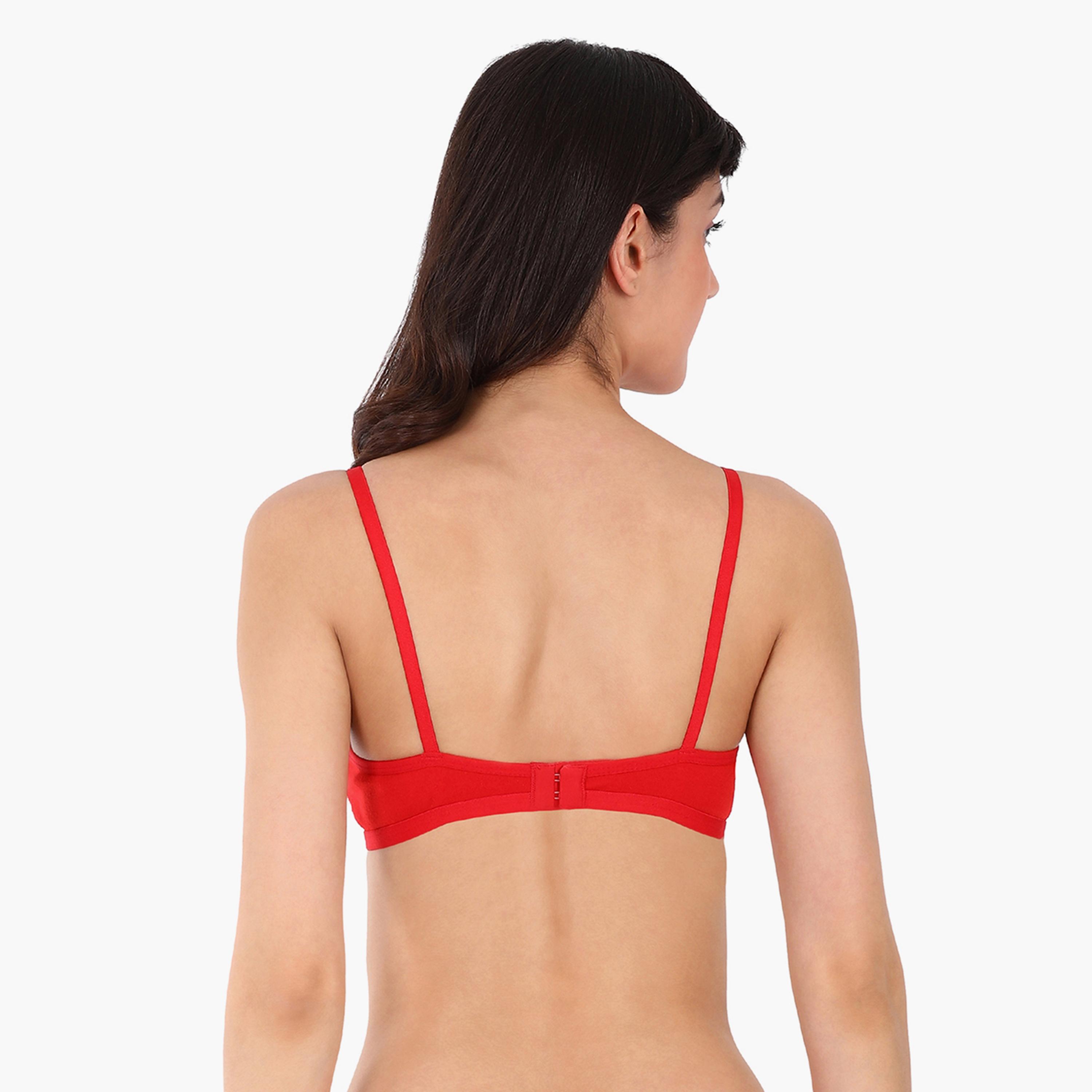 Clovia Non-Padded Non-Wired Full Coverage Spacer Cup Women's T-shirt Bra in Red - Cotton Rich-women-clothing-lingerie-bras-image-4