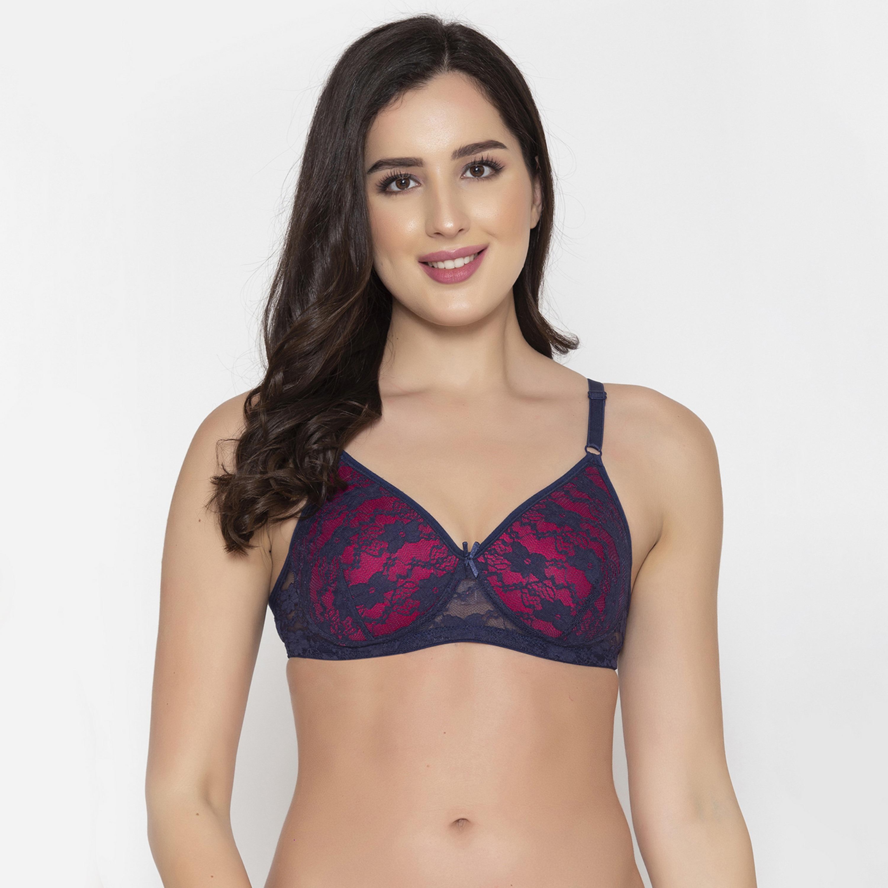 Clovia Padded Non-Wired Full Coverage Women's Bridal Bra in Blue - Lace-women-clothing-lingerie-bras-image-1