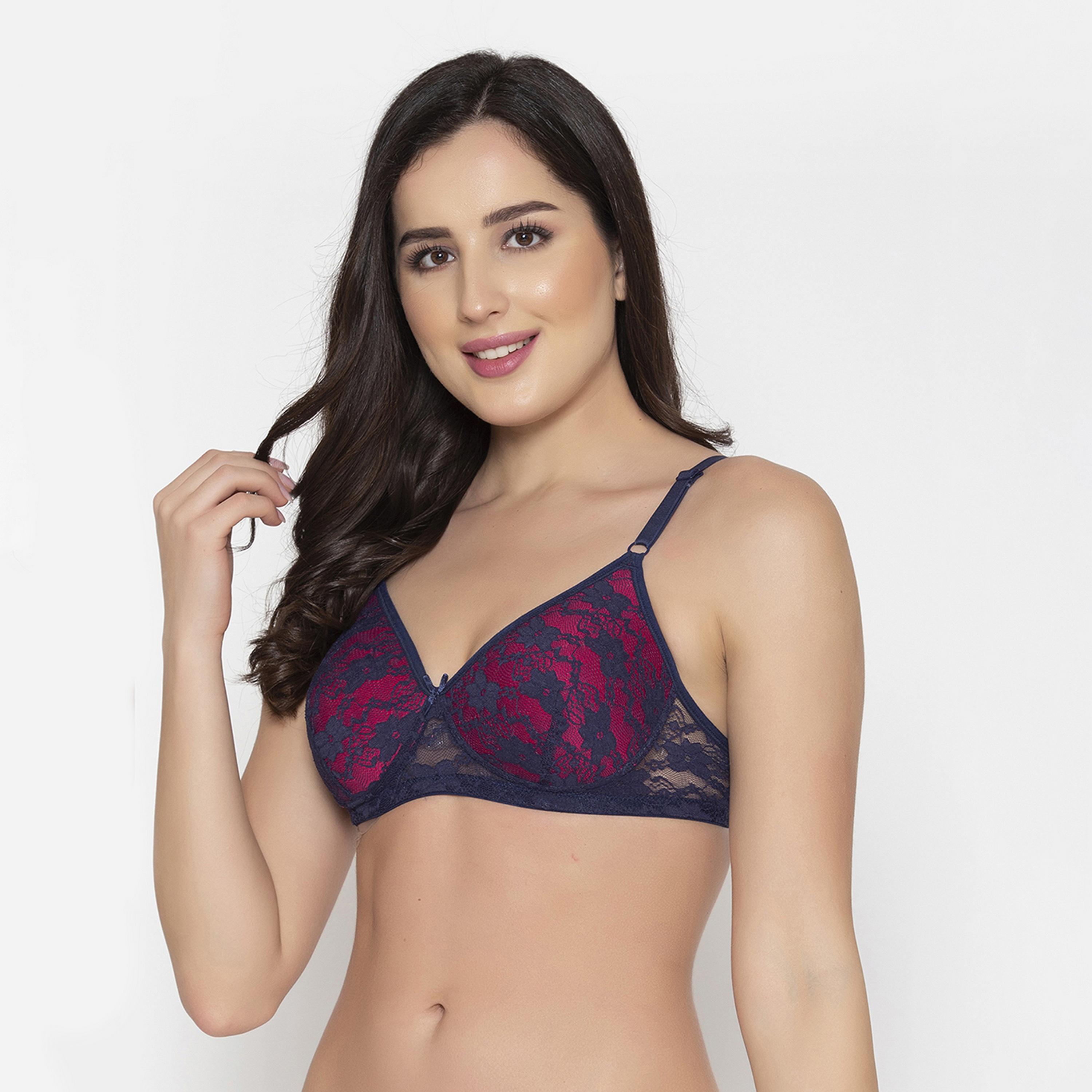 Clovia Padded Non-Wired Full Coverage Women's Bridal Bra in Blue - Lace-women-clothing-lingerie-bras-image-2