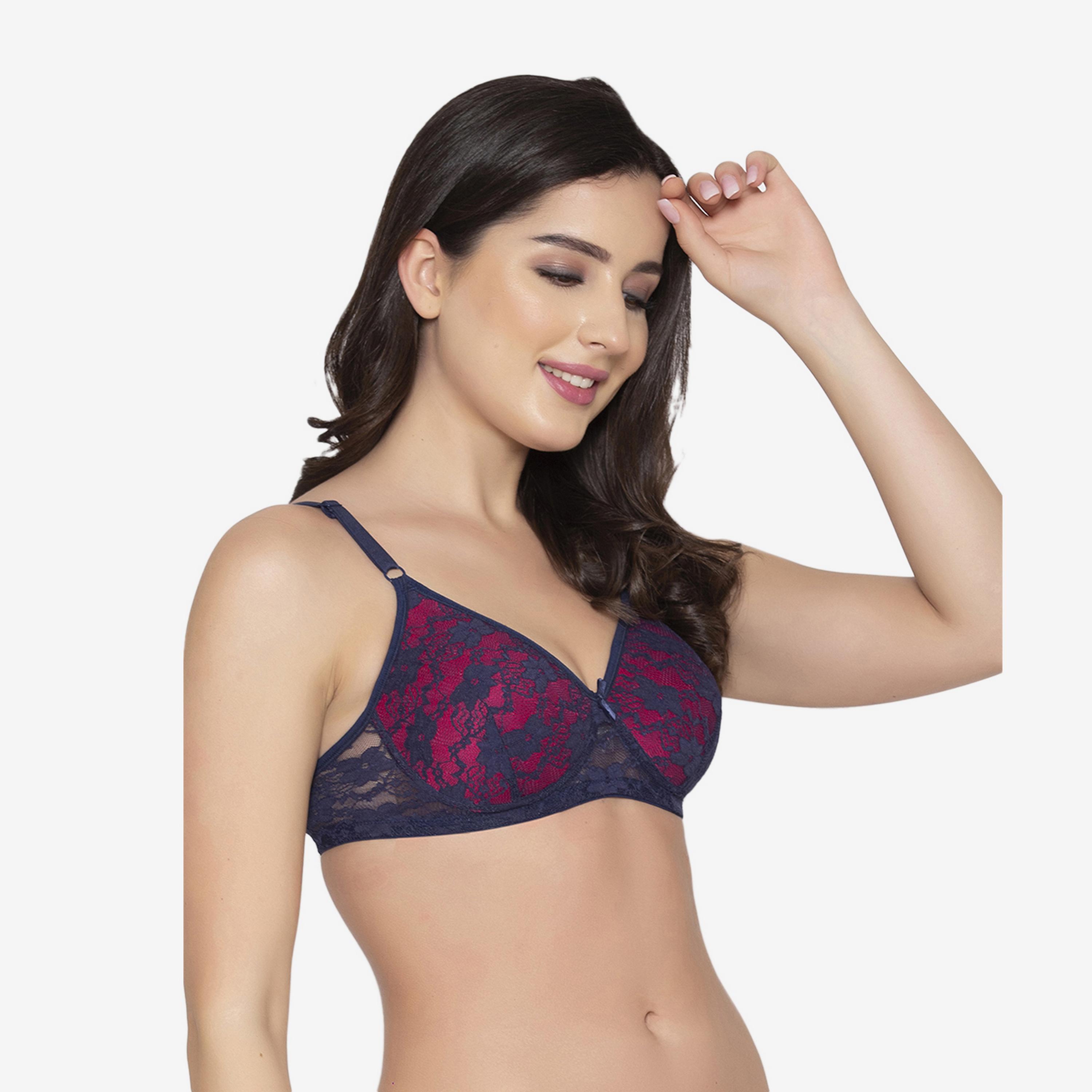 Clovia Padded Non-Wired Full Coverage Women's Bridal Bra in Blue - Lace-women-clothing-lingerie-bras-image-3