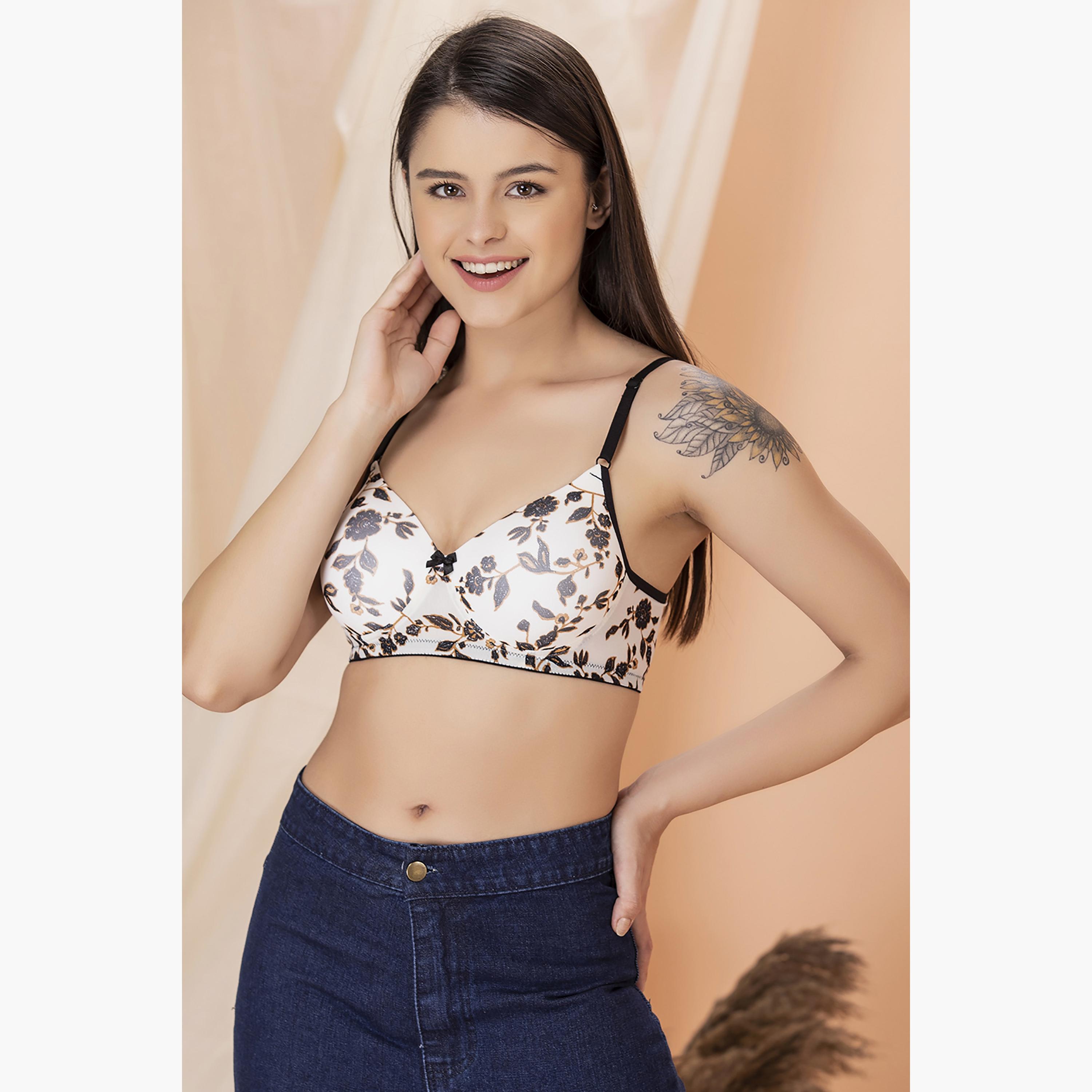Clovia Floral Padded Non-Wired Full Cup T-Shirt Bra-women-clothing-lingerie-bras-image-1