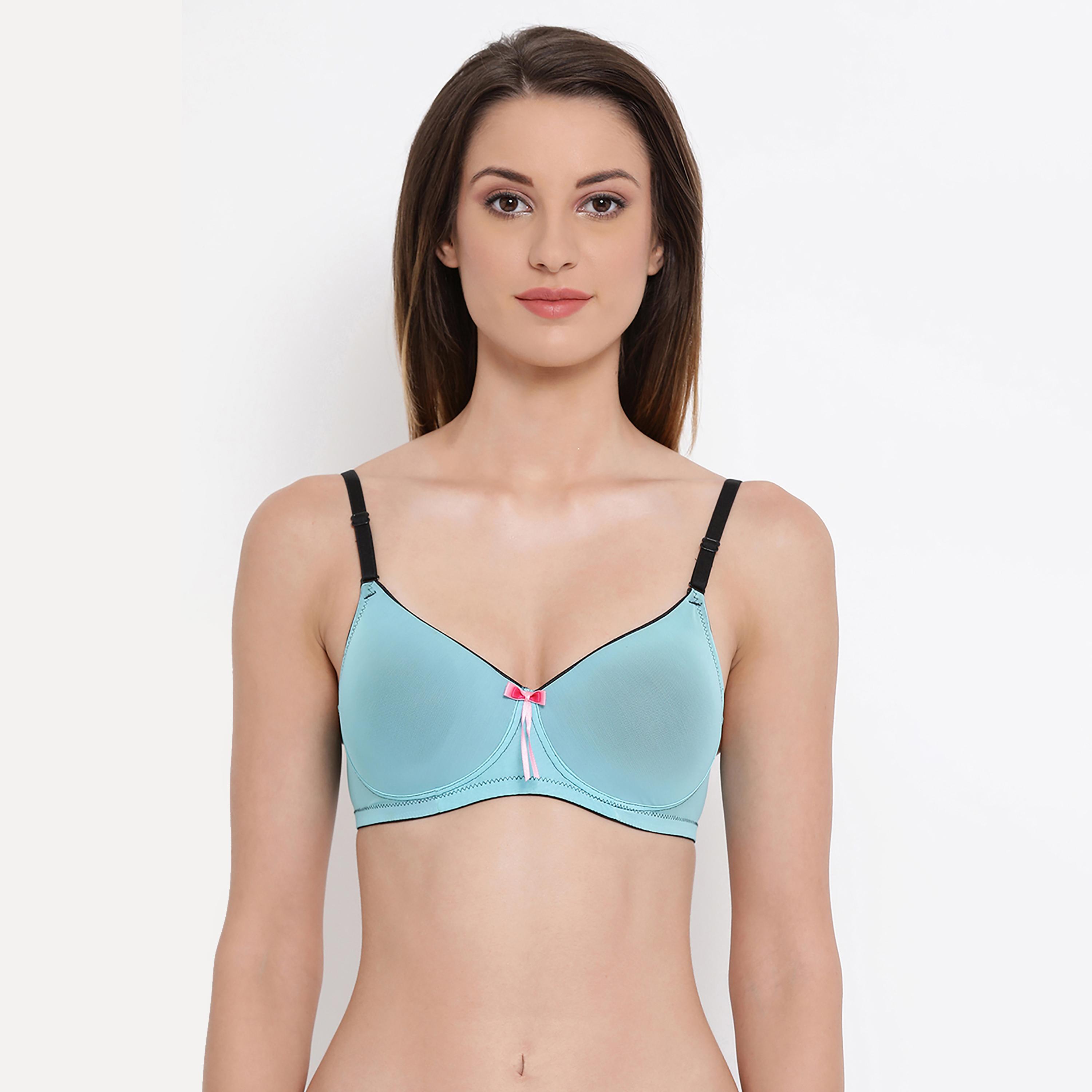 Clovia Padded Non-Wired Women's T-Shirt Bra in Blue-women-clothing-lingerie-bras-image-1