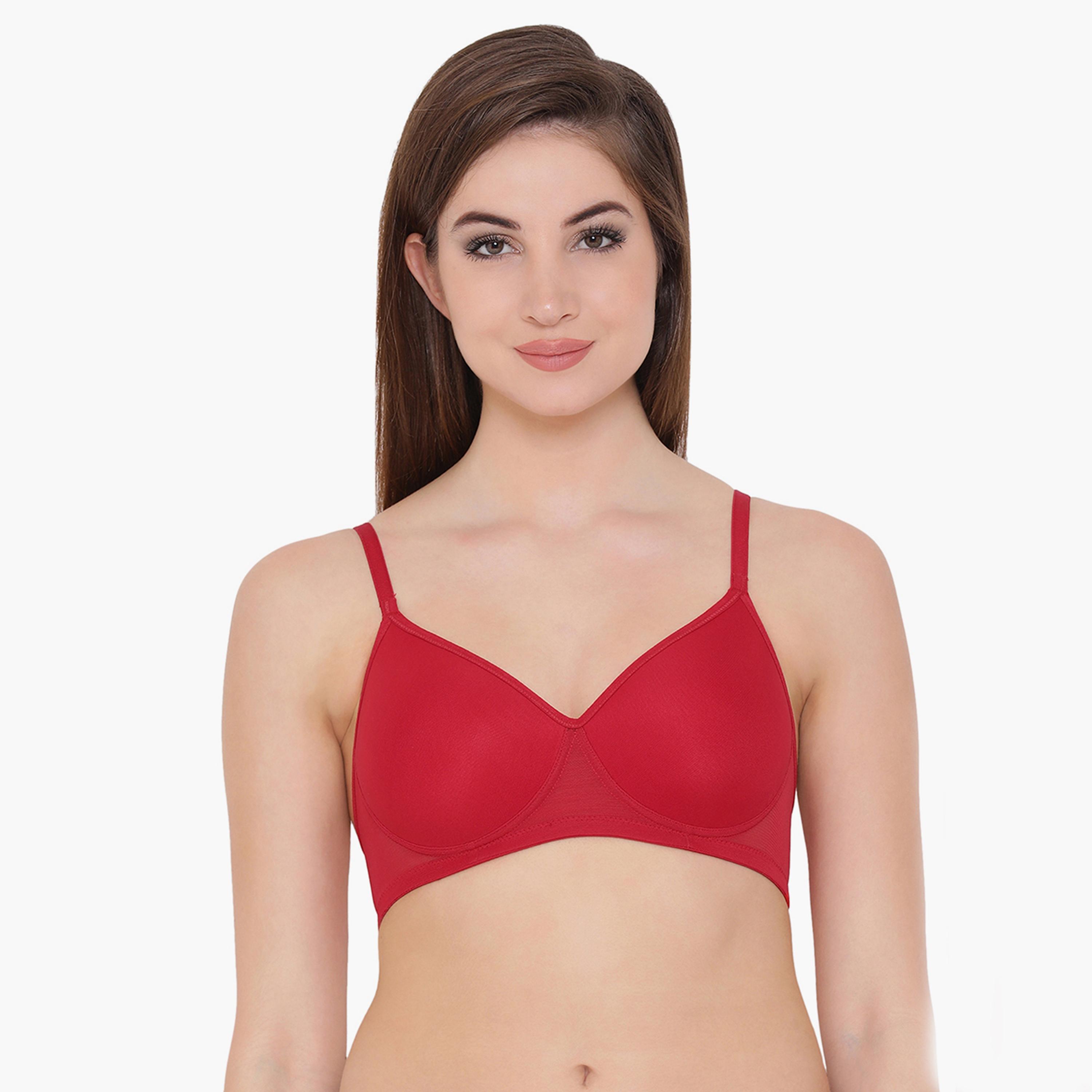 Clovia Padded Non-Wired Women's T-shirt Bra in Red-women-clothing-lingerie-bras-image-1