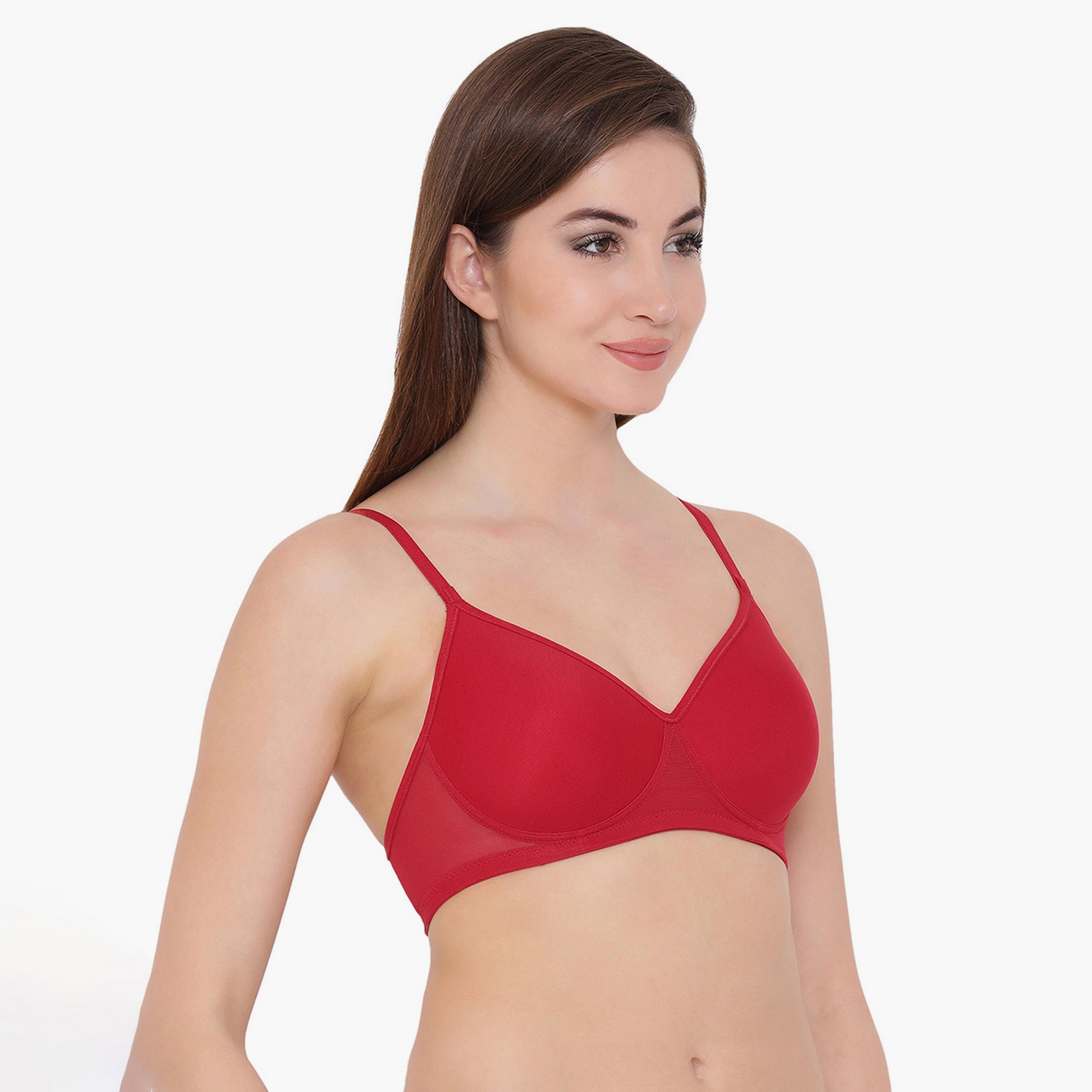 Clovia Padded Non-Wired Women's T-shirt Bra in Red-women-clothing-lingerie-bras-image-2
