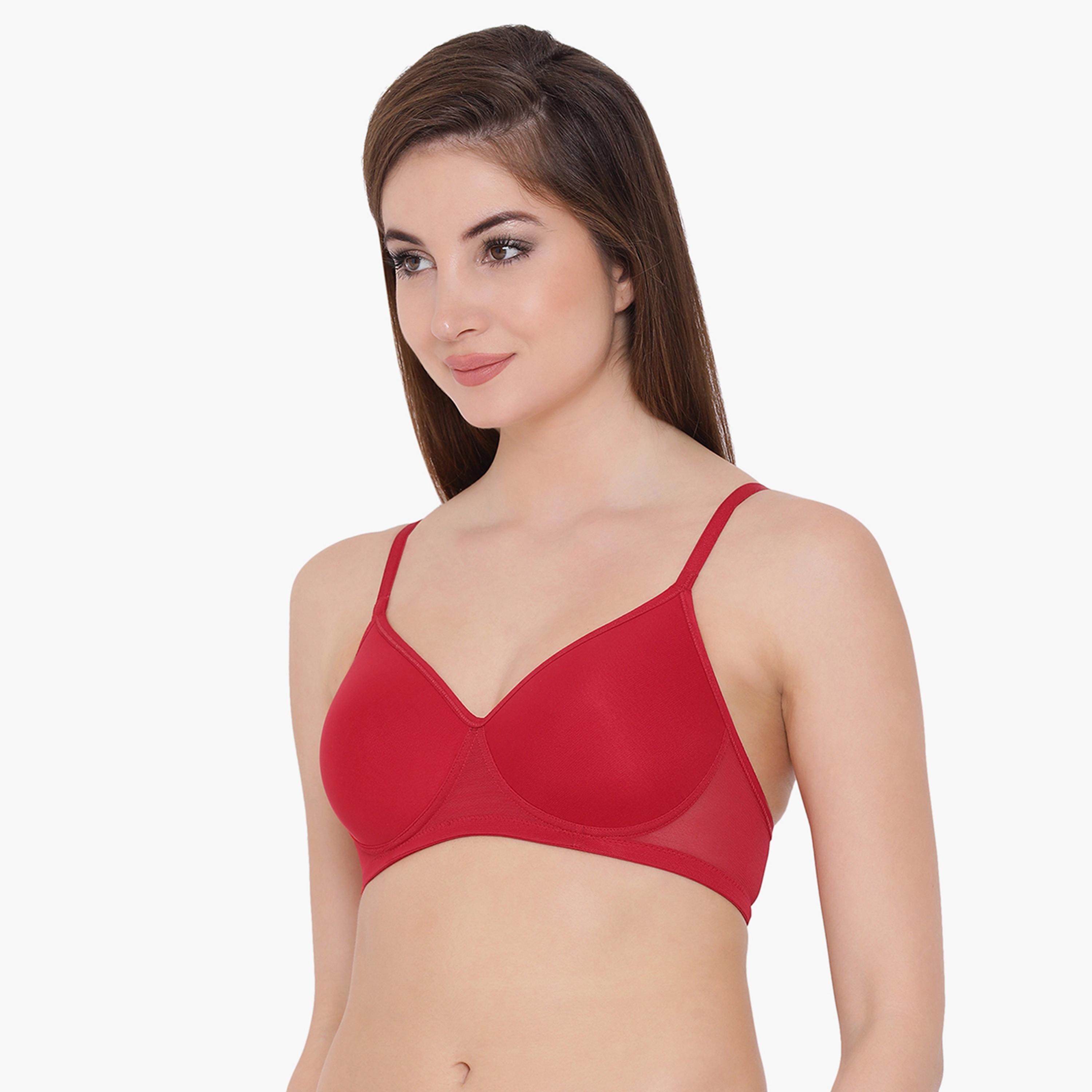 Clovia Padded Non-Wired Women's T-shirt Bra in Red-women-clothing-lingerie-bras-image-3