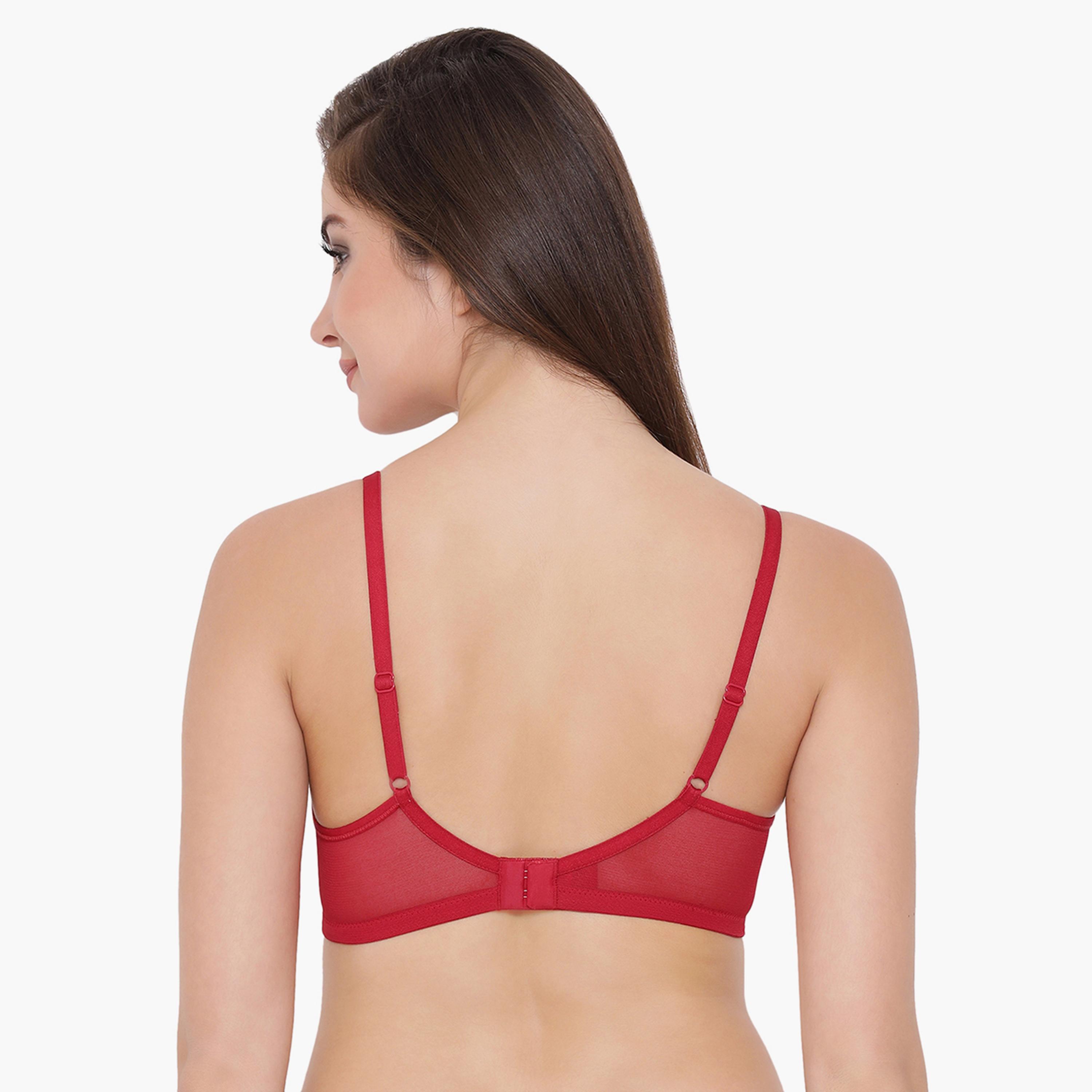 Clovia Padded Non-Wired Women's T-shirt Bra in Red-women-clothing-lingerie-bras-image-4