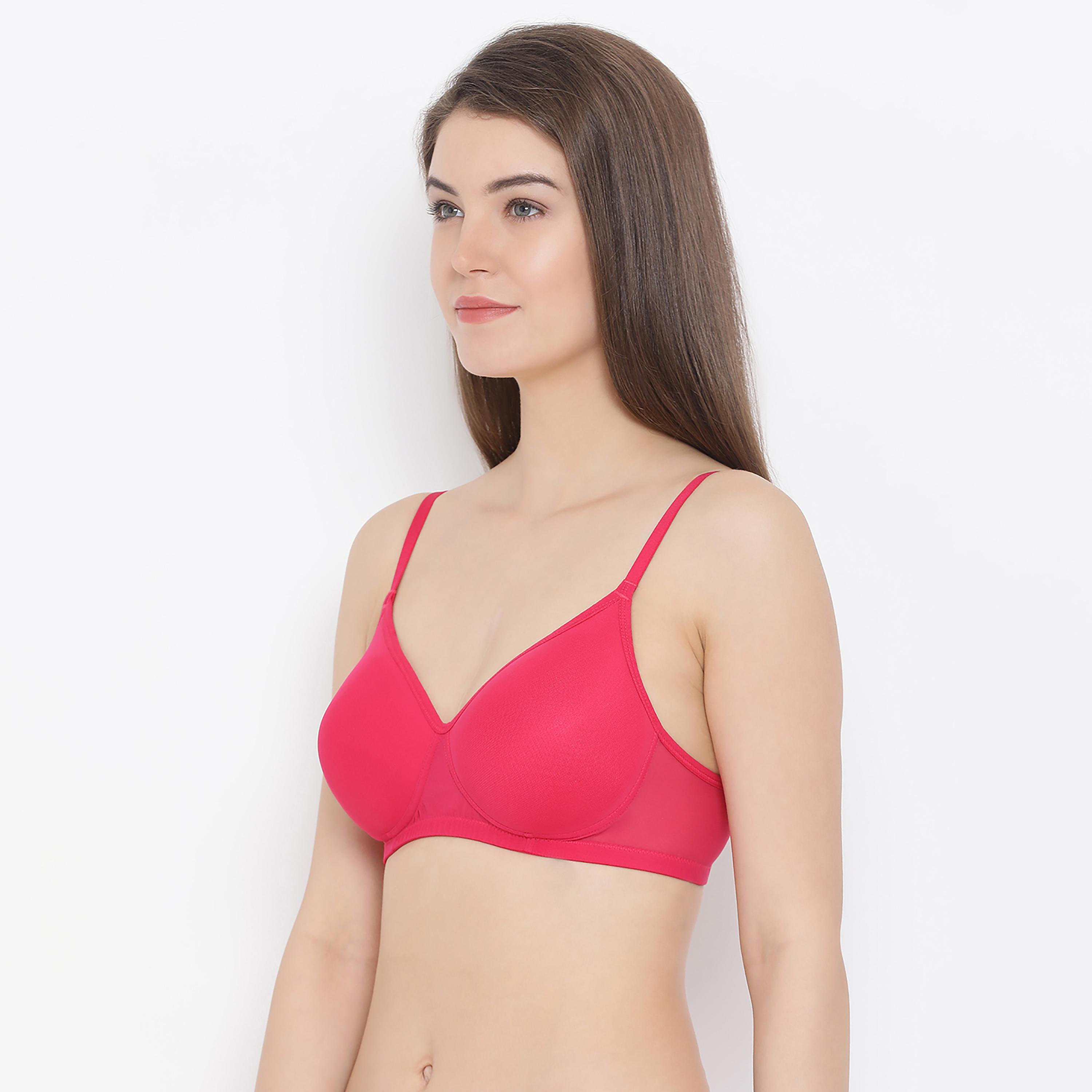Clovia Padded Non-Wired Women's T-Shirt Bra In Pink-women-clothing-lingerie-bras-image-2
