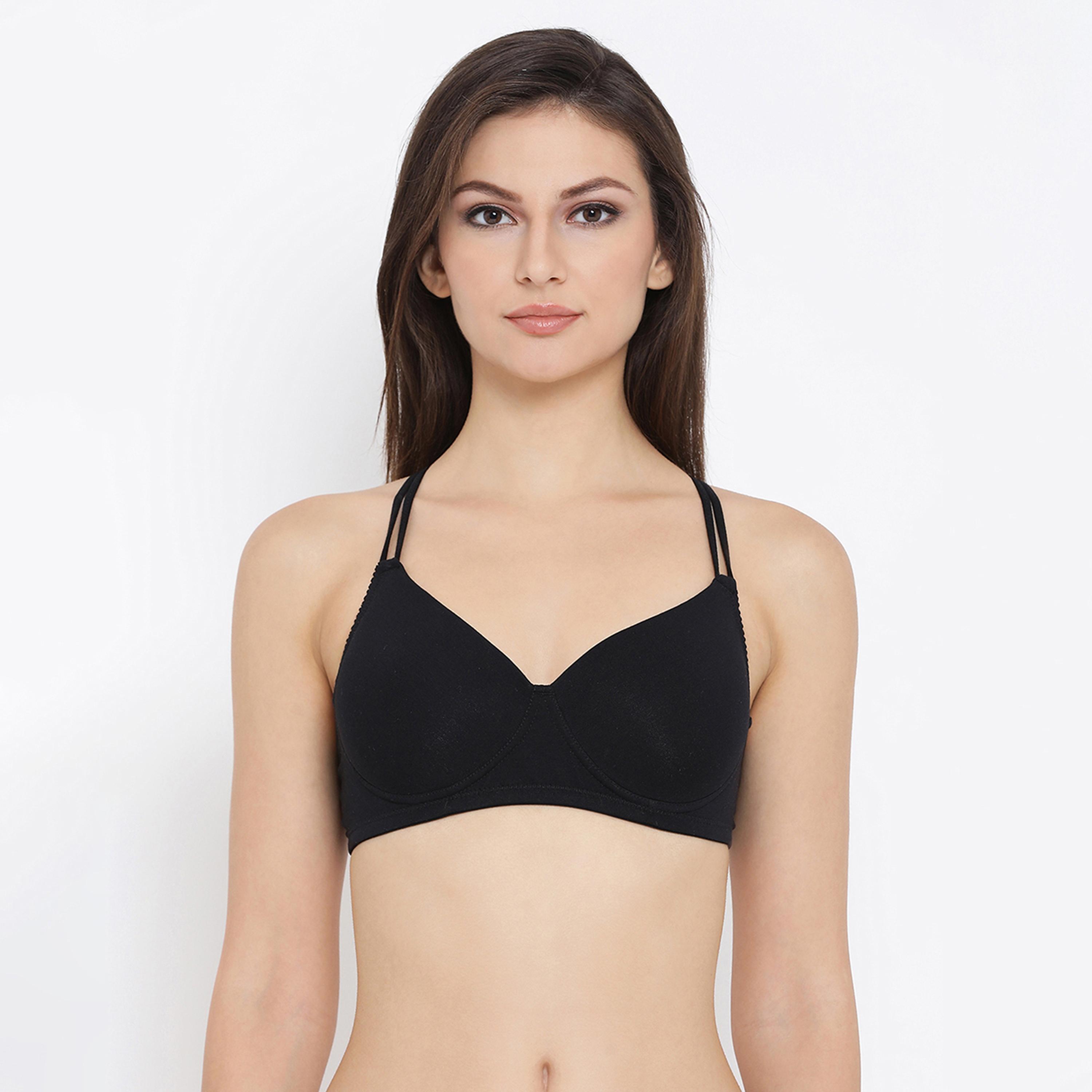 Clovia Cotton Padded Non-Wired T-Shirt Crossback Women's Bra-women-clothing-lingerie-bras-image-1