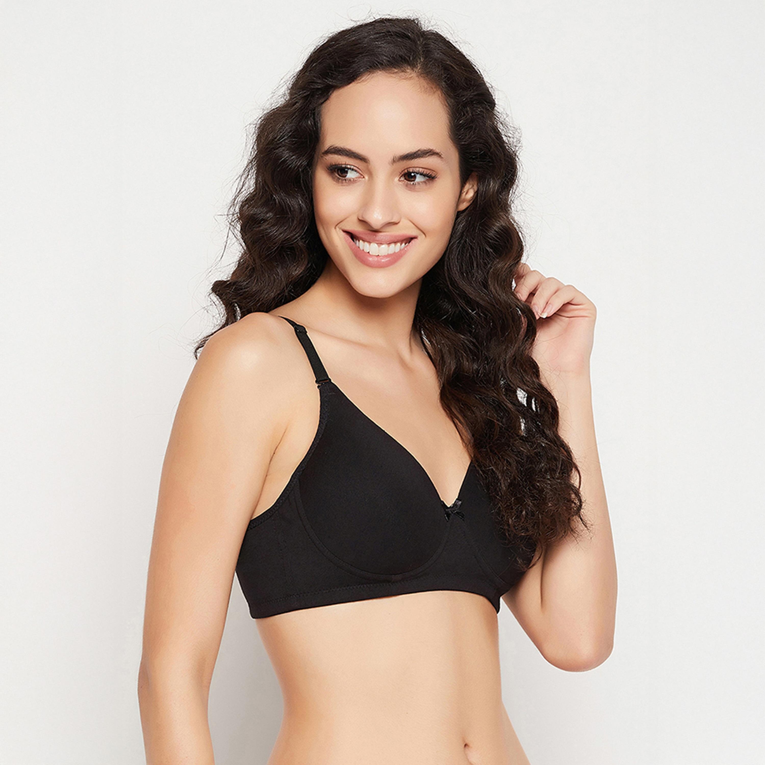 Clovia Padded Non-Wired Demi Cup Women's T-Shirt Bra in Black - Cotton-women-clothing-lingerie-bras-image-3