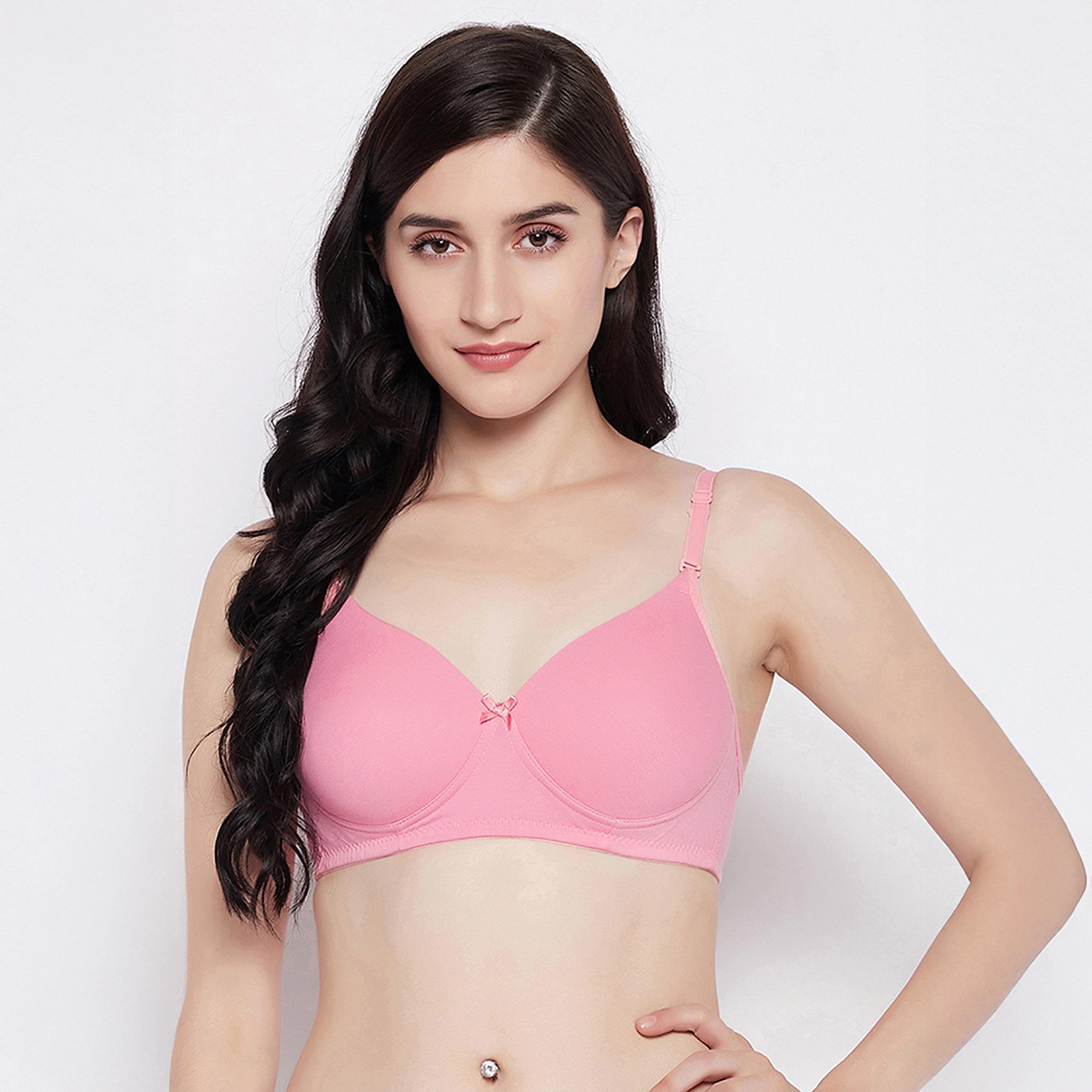 Clovia Padded Non-Wired Demi Cup Multiway Women's T-Shirt Bra in Baby Pink - Cotton-women-clothing-lingerie-bras-image-1