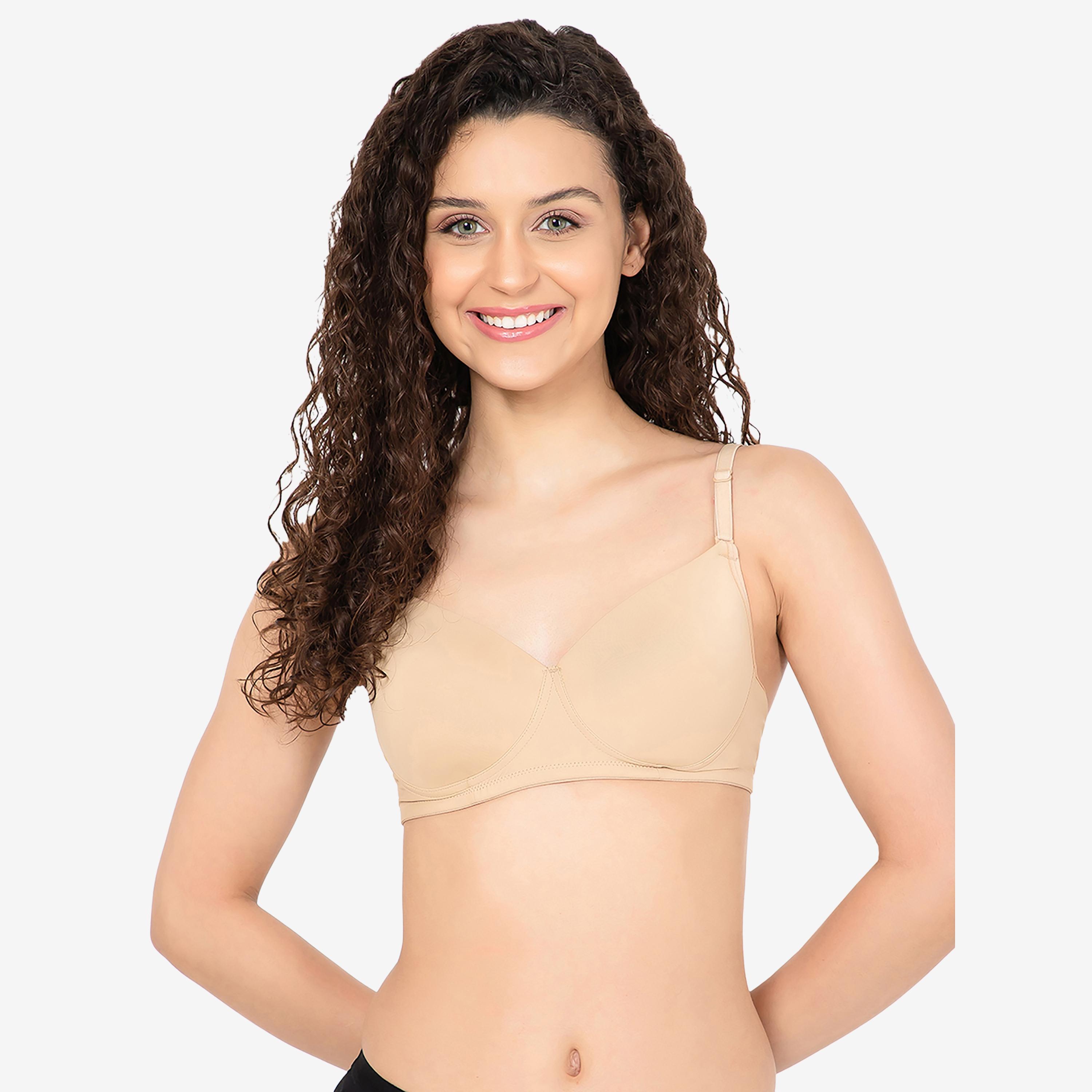 Clovia Padded Non-Wired Demi Cup Women's Multiway T-shirt Bra in Nude Colour-women-clothing-lingerie-bras-image-1