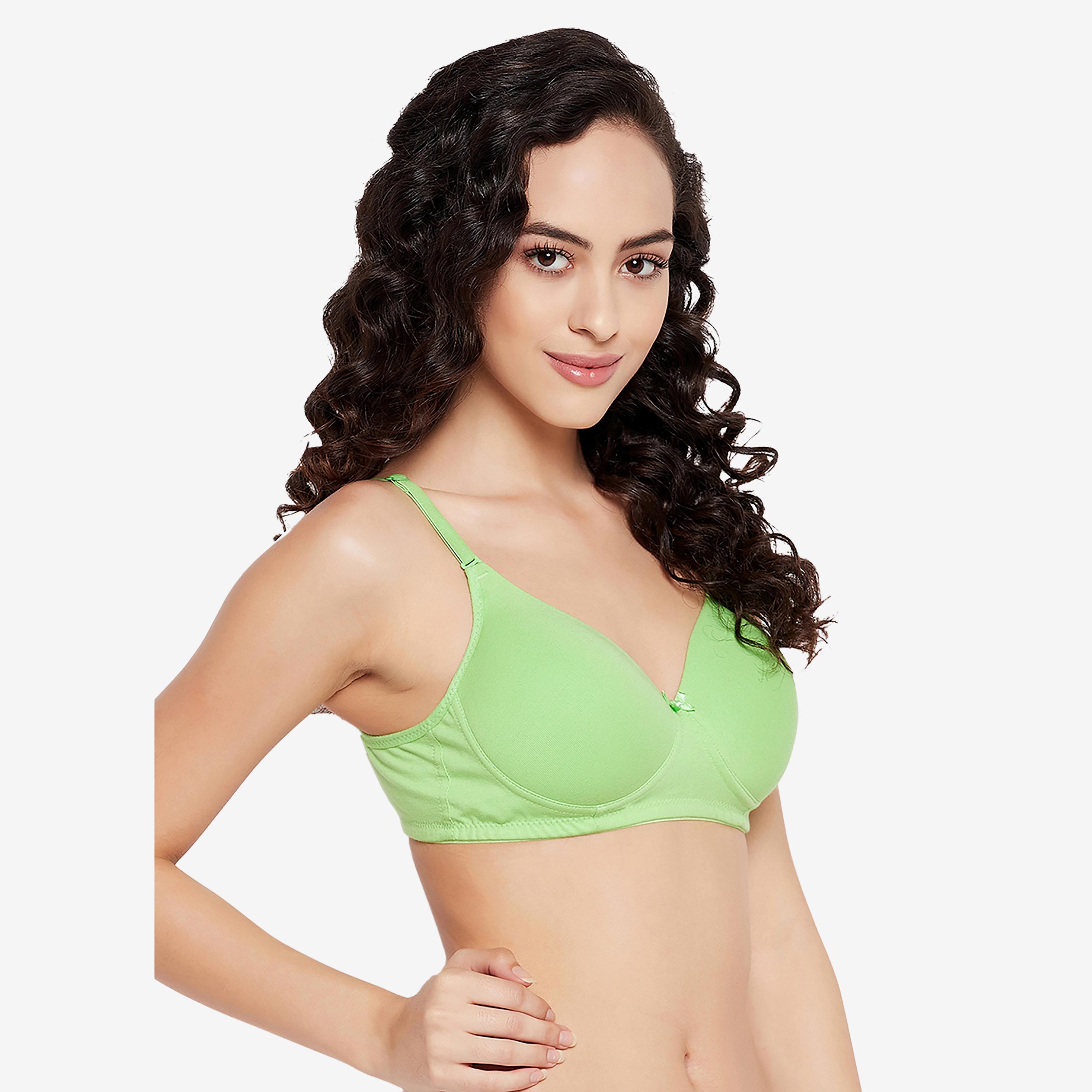 Clovia Padded Non-Wired Demi Cup Women's Multiway T-shirt Bra in Green - Cotton-women-clothing-lingerie-bras-image-1