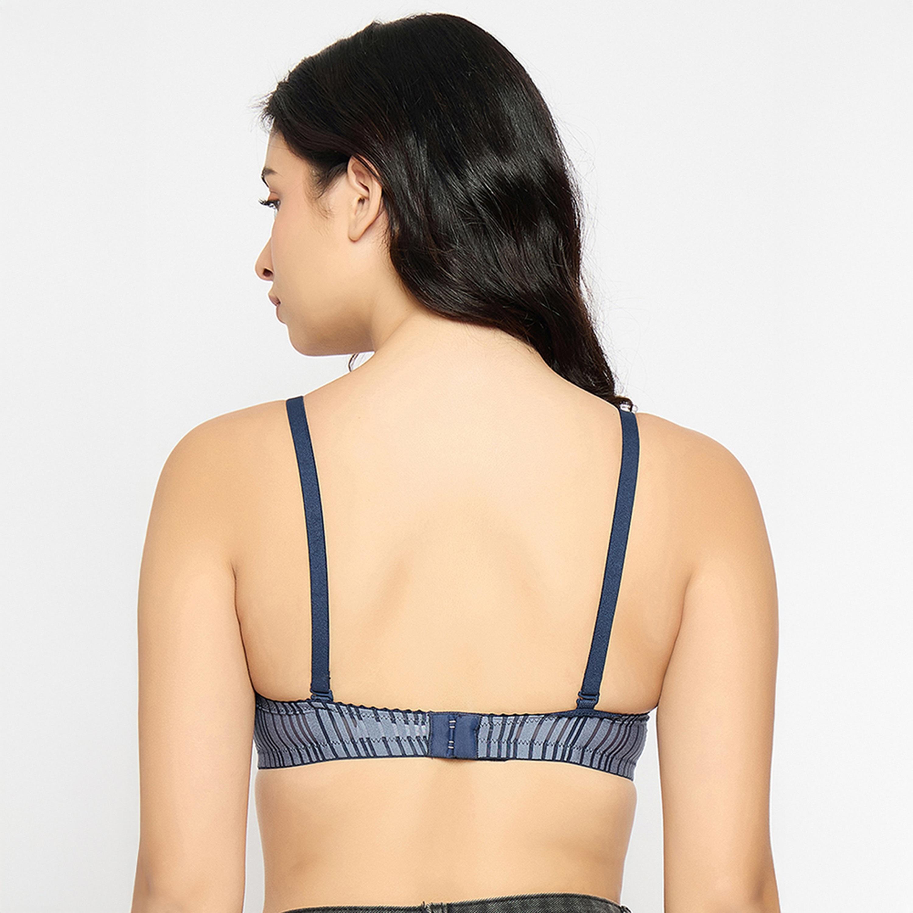 حمالة صدر تي شيرت مبطنة، بدون سلك، مخططة، متعددة الارتداء - رمادي من كلوفيا-women-clothing-lingerie-bras-image-4